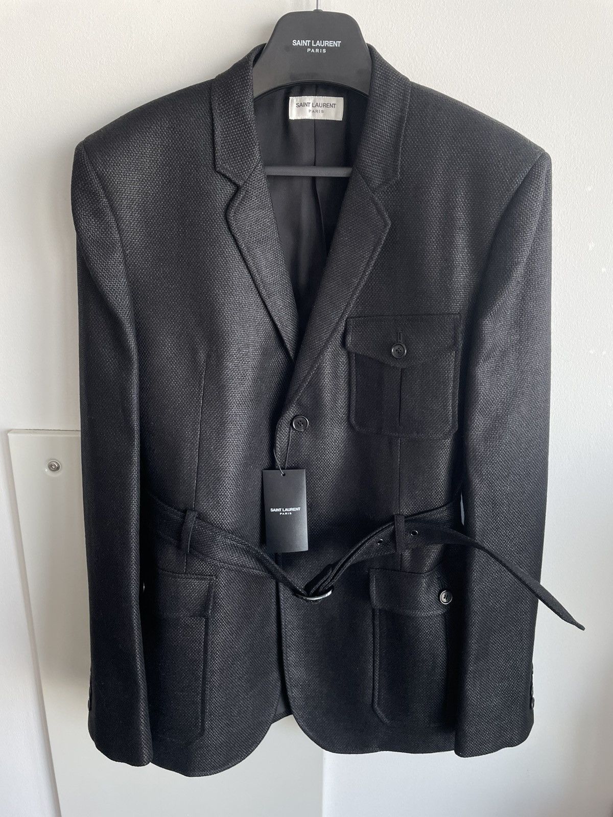 Hedi Slimane × Saint Laurent Paris × Yves Saint Laurent $4,100 Value Sold Out Super Runway Tweed Blazer Coat Jacket Size US L / EU 52-54 / 3 - 3 Thumbnail