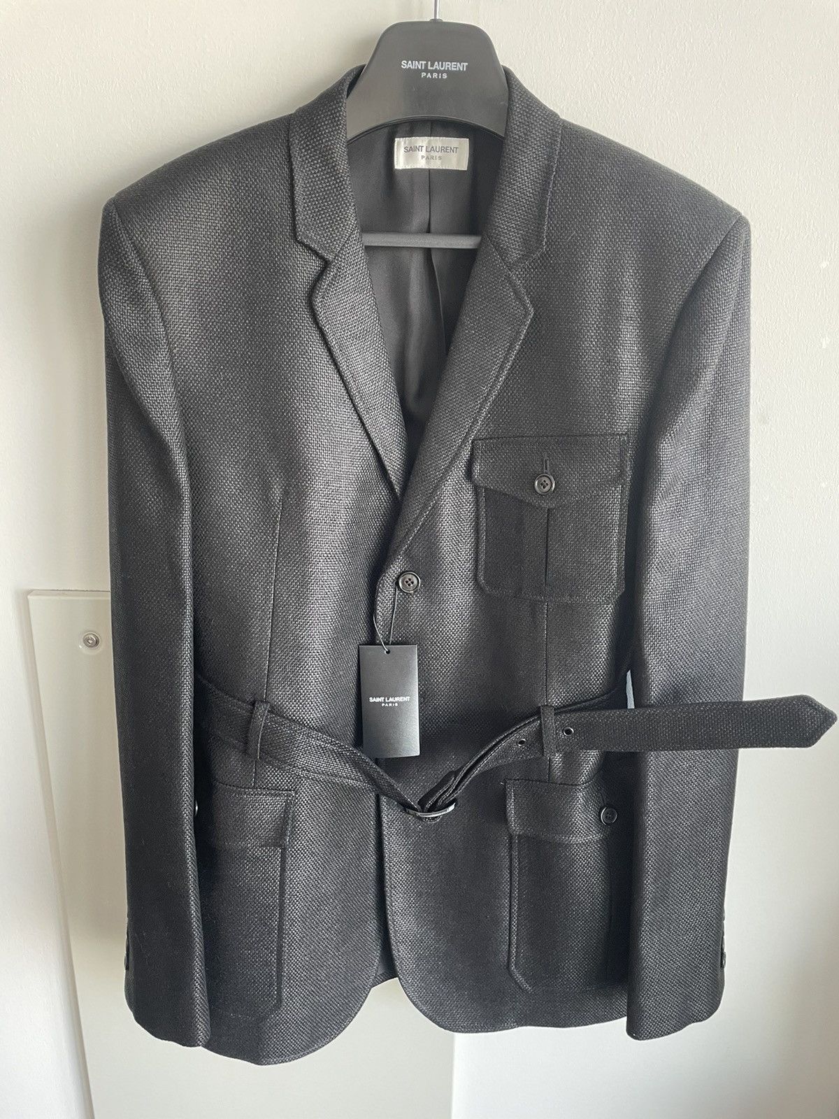 Hedi Slimane × Saint Laurent Paris × Yves Saint Laurent $4,100 Value Sold Out Super Runway Tweed Blazer Coat Jacket Size US L / EU 52-54 / 3 - 23 Thumbnail