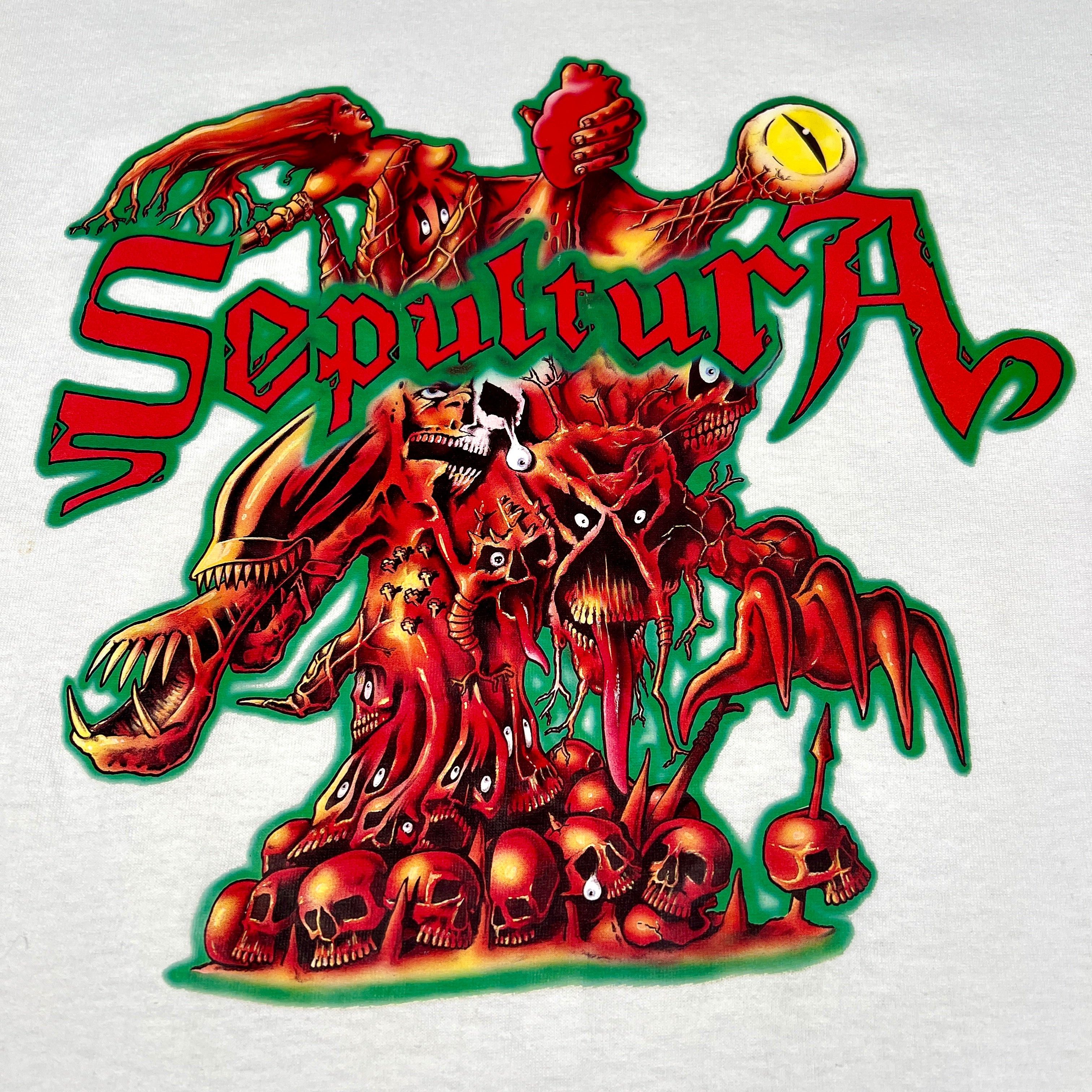 Band Tees Vintage 90s Sepultura Mockneck Long Sleeve Transfer Shirt Size US XL / EU 56 / 4 - 4 Thumbnail