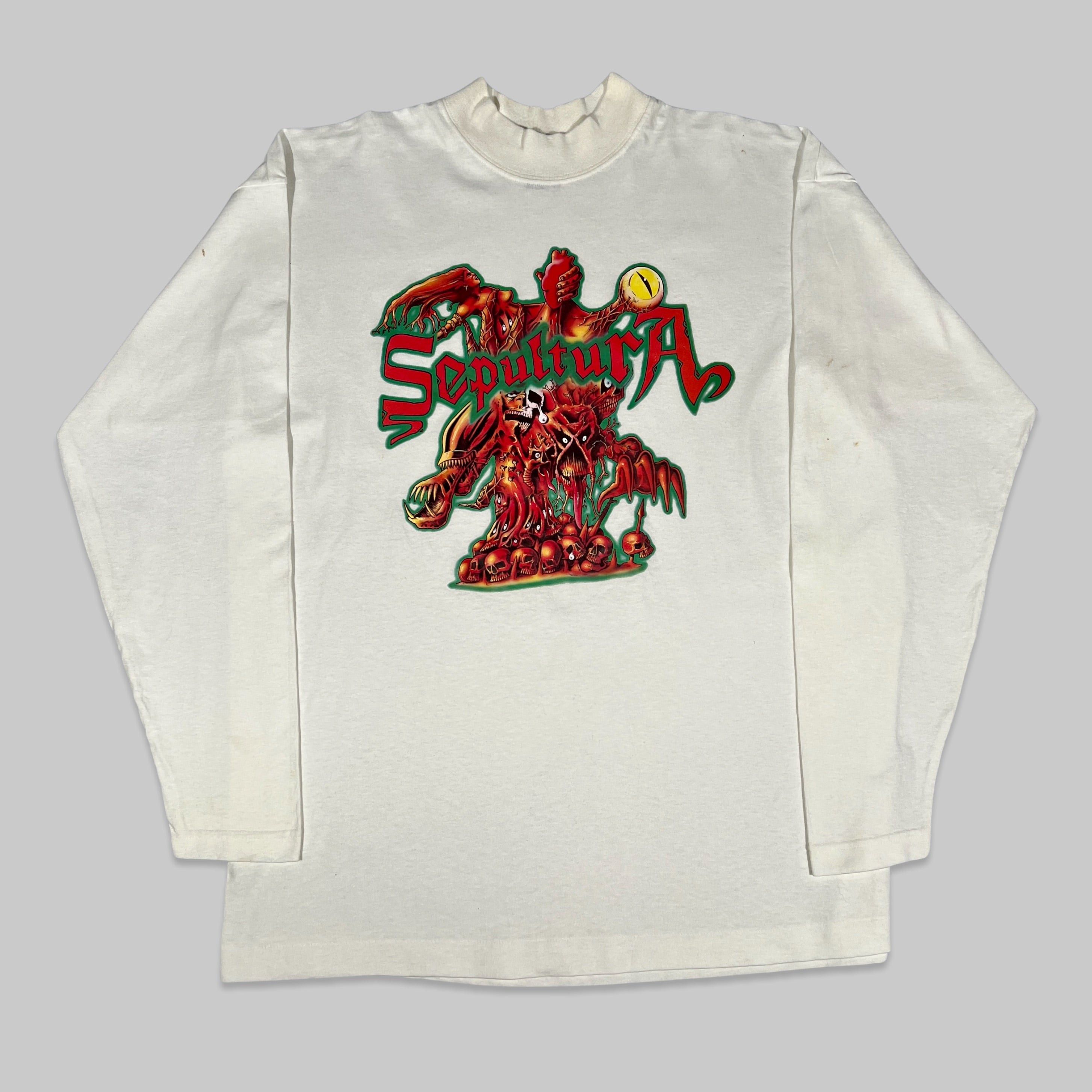 Band Tees Vintage 90s Sepultura Mockneck Long Sleeve Transfer Shirt Size US XL / EU 56 / 4 - 1 Thumbnail