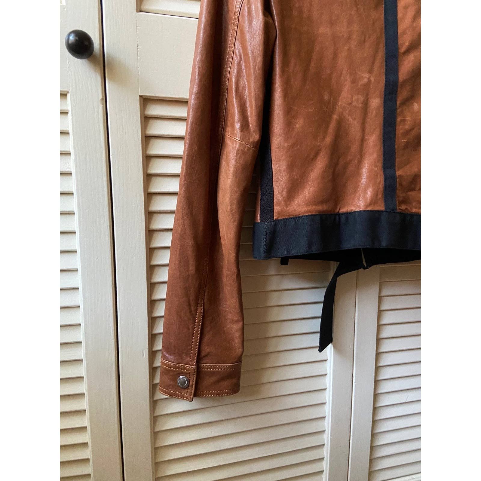 Designer × Dolce & Gabbana Dolce & Gabbana Brown Lamb Leather Belted Zipper Moto Jacket Size M / US 6-8 / IT 42-44 - 8 Thumbnail