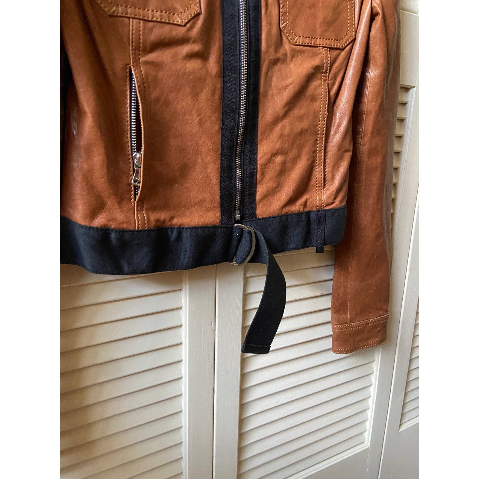 Designer × Dolce & Gabbana Dolce & Gabbana Brown Lamb Leather Belted Zipper Moto Jacket Size M / US 6-8 / IT 42-44 - 5 Thumbnail