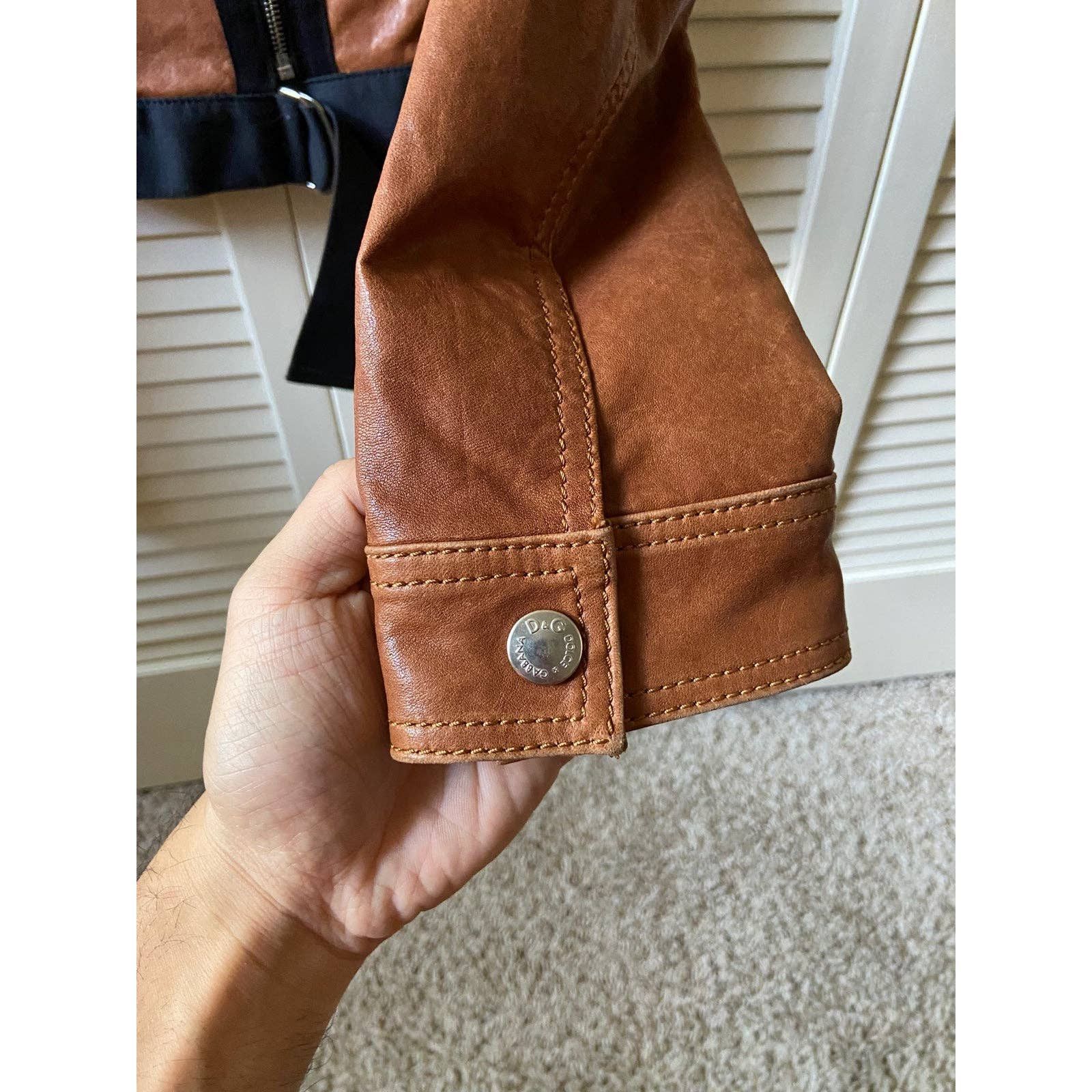 Designer × Dolce & Gabbana Dolce & Gabbana Brown Lamb Leather Belted Zipper Moto Jacket Size M / US 6-8 / IT 42-44 - 9 Thumbnail