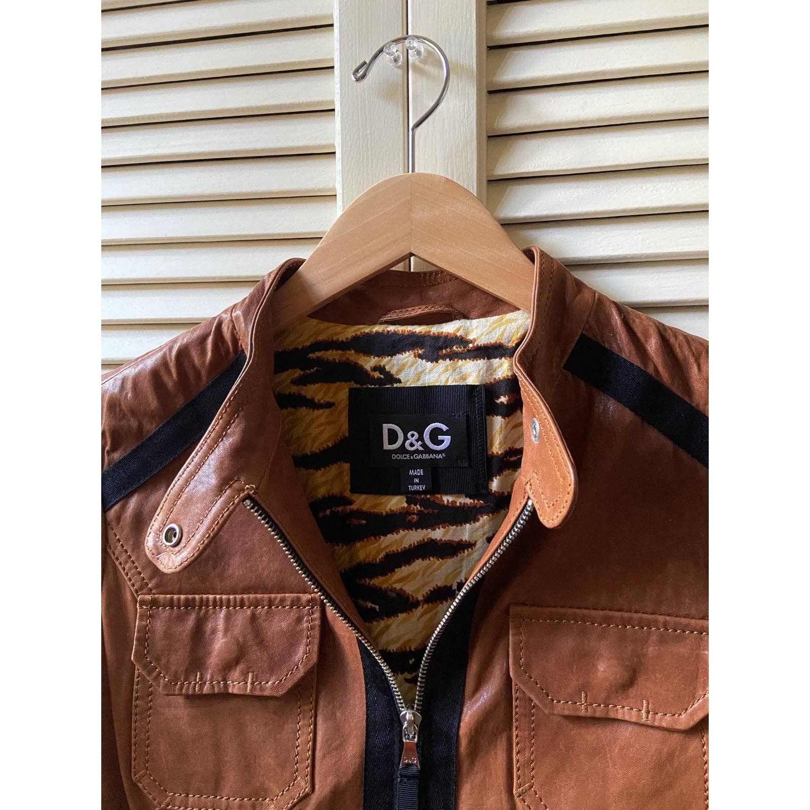Designer × Dolce & Gabbana Dolce & Gabbana Brown Lamb Leather Belted Zipper Moto Jacket Size M / US 6-8 / IT 42-44 - 4 Thumbnail