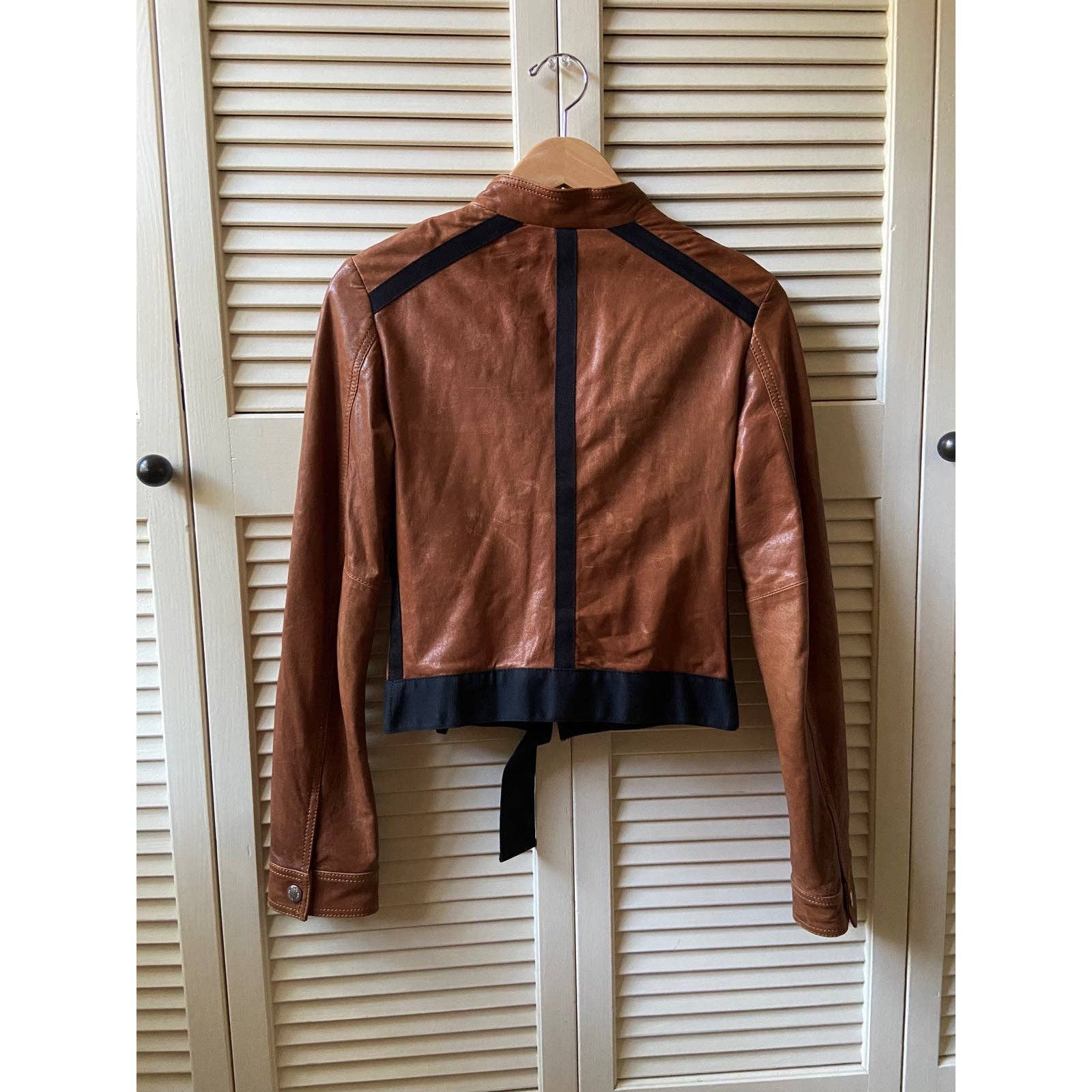 Designer × Dolce & Gabbana Dolce & Gabbana Brown Lamb Leather Belted Zipper Moto Jacket Size M / US 6-8 / IT 42-44 - 6 Thumbnail
