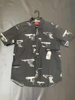 SS13 Supreme Guns S/S Button Up Shirt White Size Small 100% Cotton Hype 2013