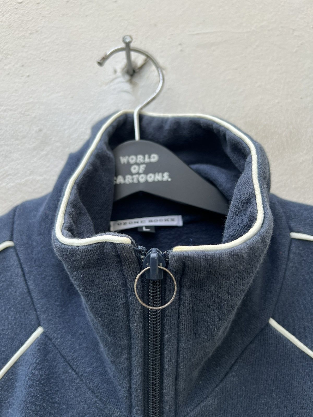 Vintage 90s Ozone Rocks Japan RE-EVOLUTION Faded Navy Zip Sweater Size US L / EU 52-54 / 3 - 12 Thumbnail
