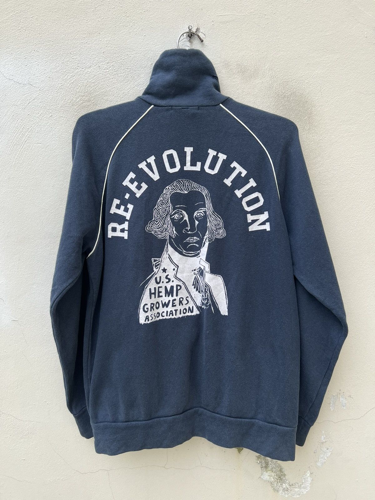 Vintage 90s Ozone Rocks Japan RE-EVOLUTION Faded Navy Zip Sweater Size US L / EU 52-54 / 3 - 6 Thumbnail
