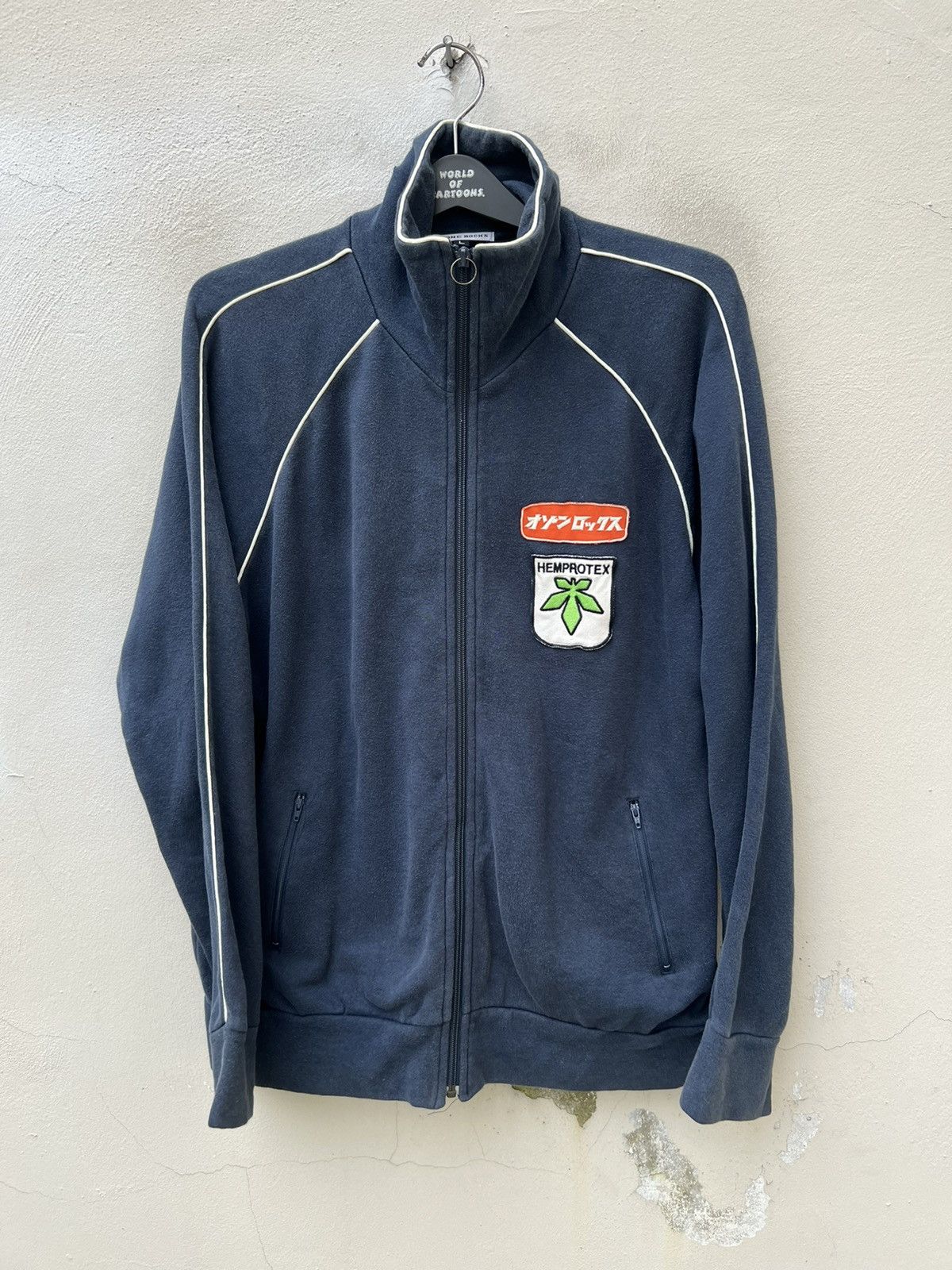 Vintage 90s Ozone Rocks Japan RE-EVOLUTION Faded Navy Zip Sweater Size US L / EU 52-54 / 3 - 10 Thumbnail