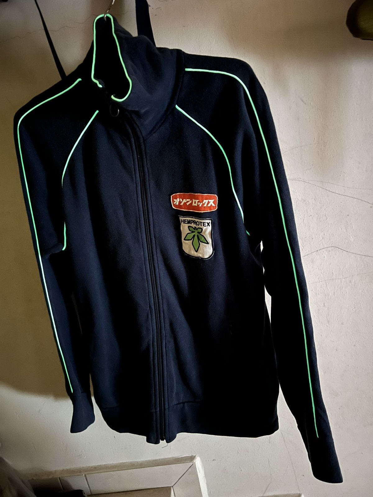 Vintage 90s Ozone Rocks Japan RE-EVOLUTION Faded Navy Zip Sweater Size US L / EU 52-54 / 3 - 18 Thumbnail