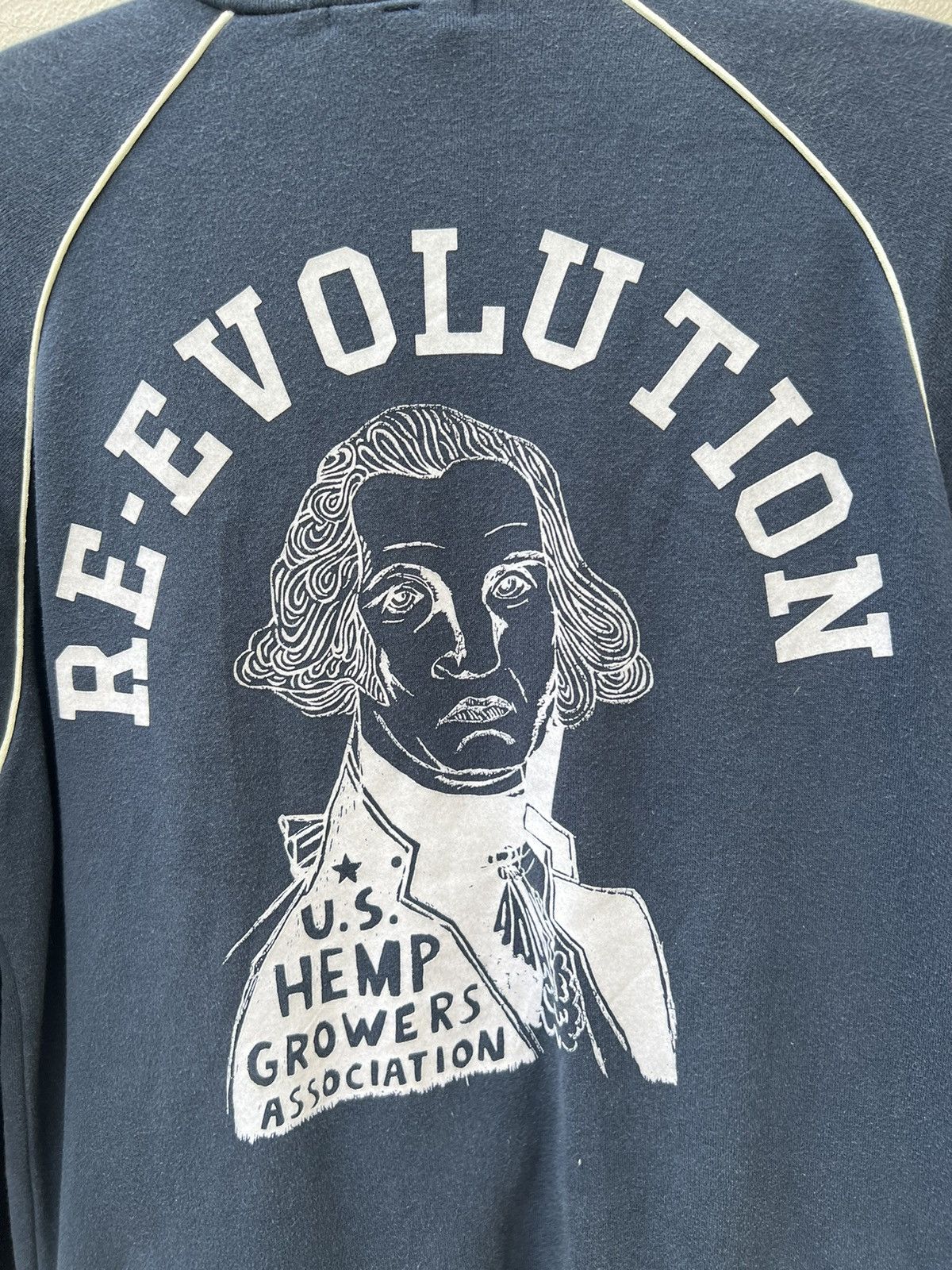 Vintage 90s Ozone Rocks Japan RE-EVOLUTION Faded Navy Zip Sweater Size US L / EU 52-54 / 3 - 7 Thumbnail
