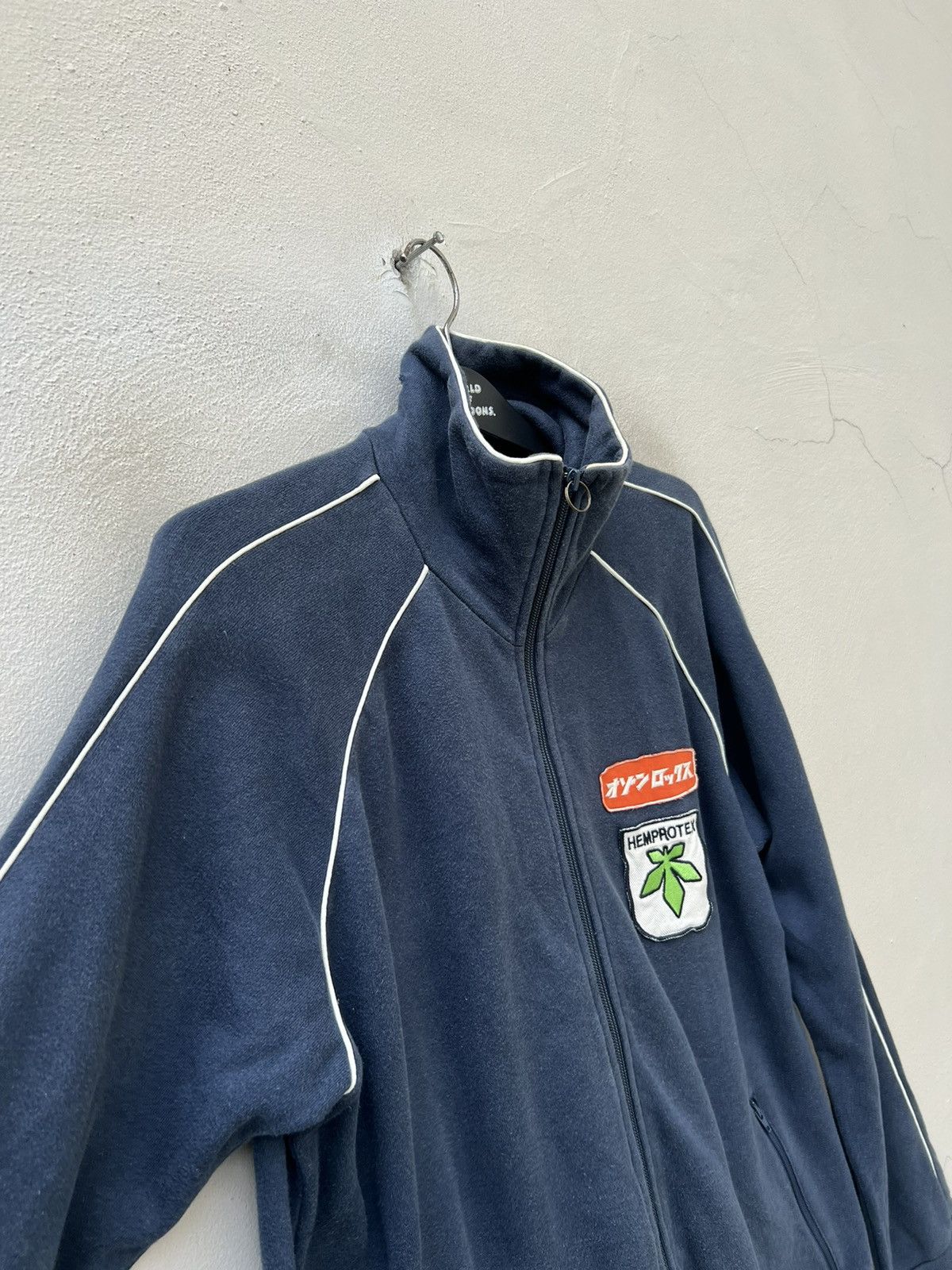 Vintage 90s Ozone Rocks Japan RE-EVOLUTION Faded Navy Zip Sweater Size US L / EU 52-54 / 3 - 15 Thumbnail