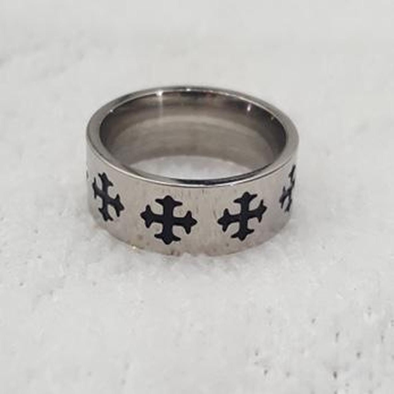 Jewelry Silver Black Enamel Cross Ring Size - 9 - RGN -722 Size ONE SIZE - 3 Thumbnail
