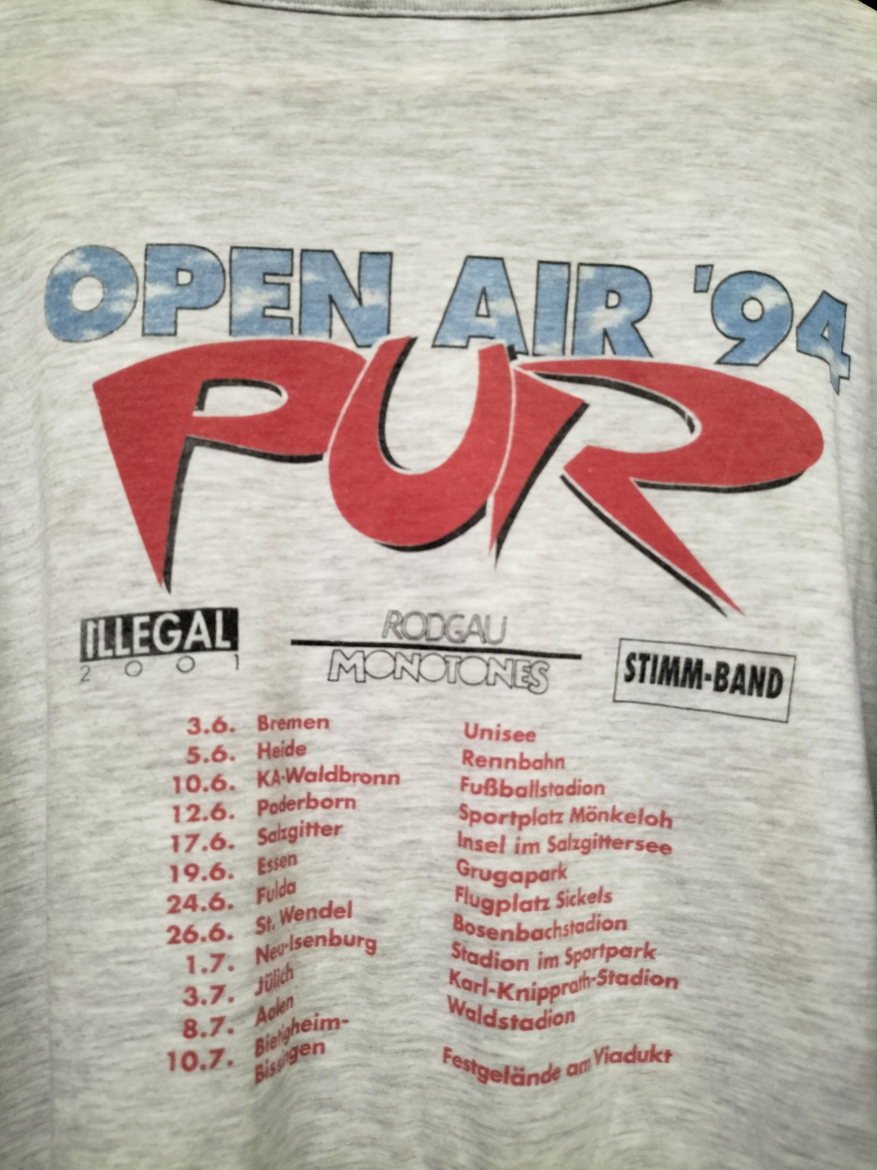 Band Tees Vintage 90s Pur Band Live Open Air 1994 Germany Europe Size US XXL / EU 58 / 5 - 9 Thumbnail