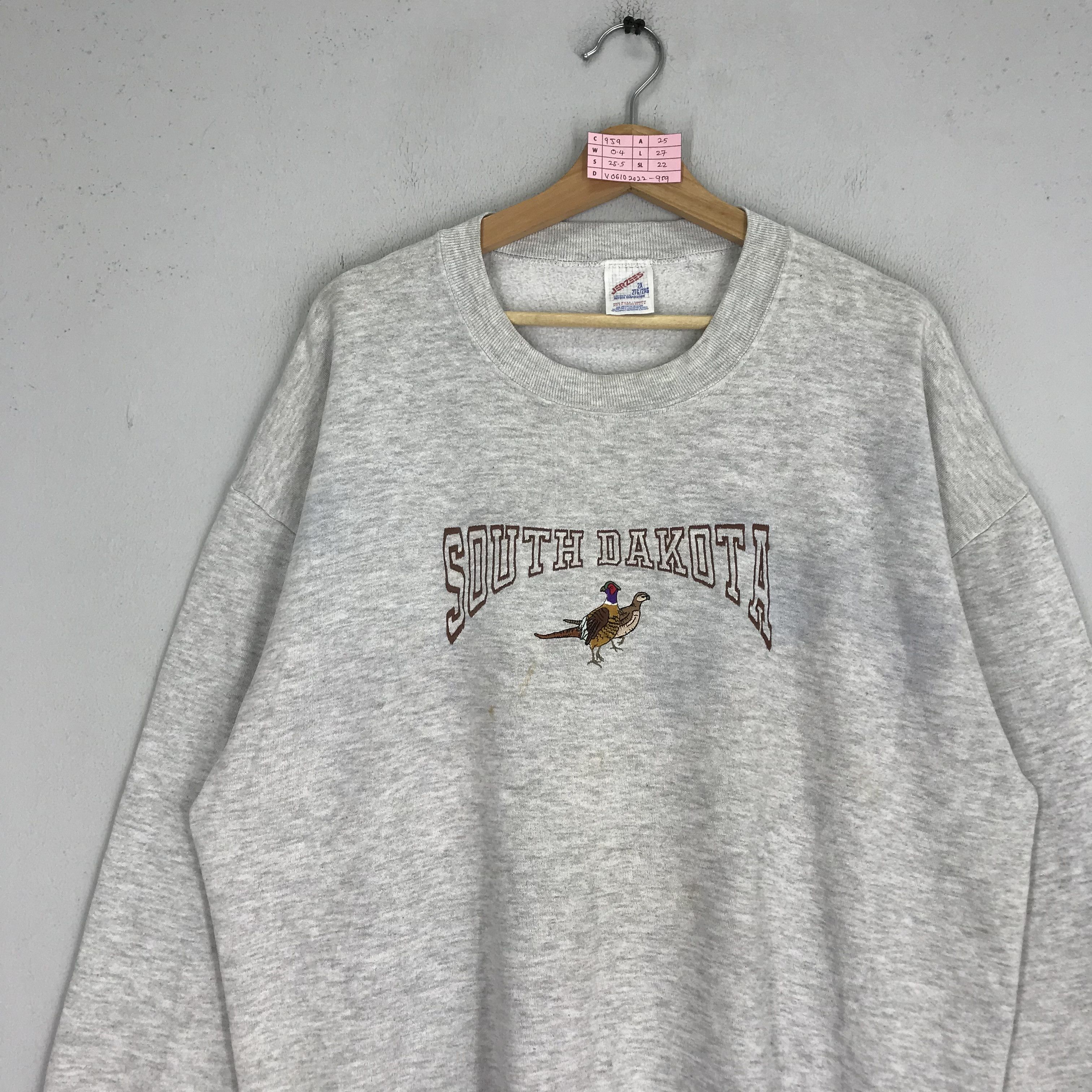 Jerzees Vintage 90s South Dakota Sweatshirts Grey Size US XL / EU 56 / 4 - 3 Thumbnail