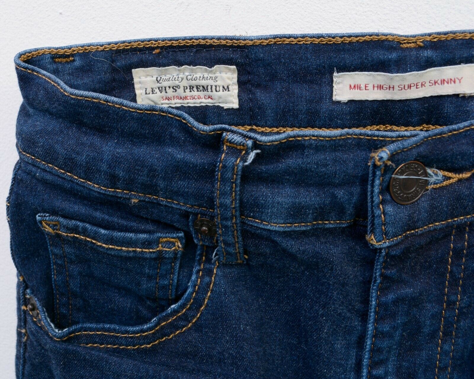 Levi's Big E Mile High Skinny Premium Denim Jeans Stretch Pants Size 25" / US 0 / IT 36 - 4 Thumbnail