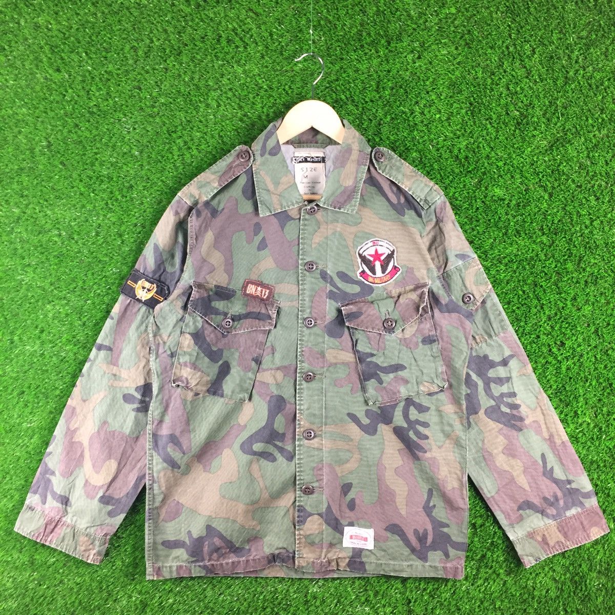 Japanese Brand × Vintage Back Number Camouflage Buttons Up Military Style Size US M / EU 48-50 / 2 - 1 Thumbnail