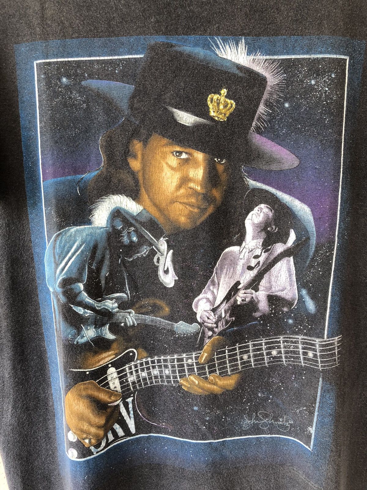 Band Tees Vintage 90s Stevie Ray Vaughan Blues Legend Faded Tee Size US L / EU 52-54 / 3 - 3 Thumbnail