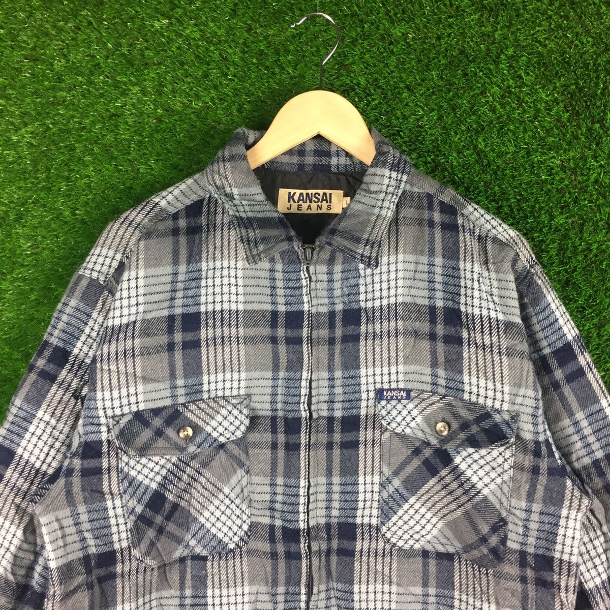 Flannel Vintage Kansai Jeans Flannel Double Pocket Zipper Size US L / EU 52-54 / 3 - 3 Thumbnail