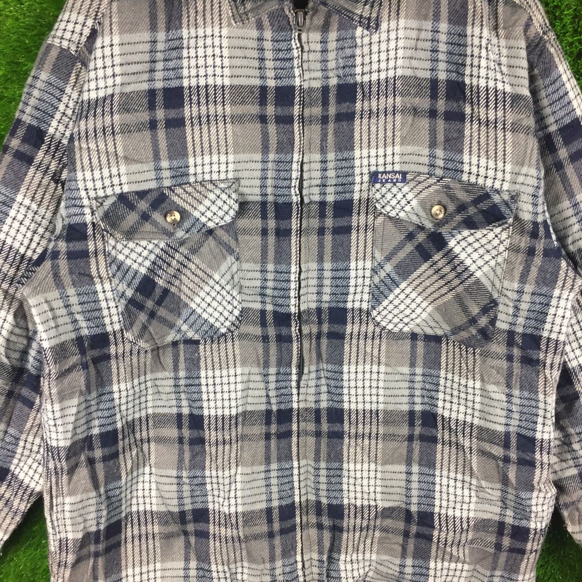 Flannel Vintage Kansai Jeans Flannel Double Pocket Zipper Size US L / EU 52-54 / 3 - 4 Thumbnail
