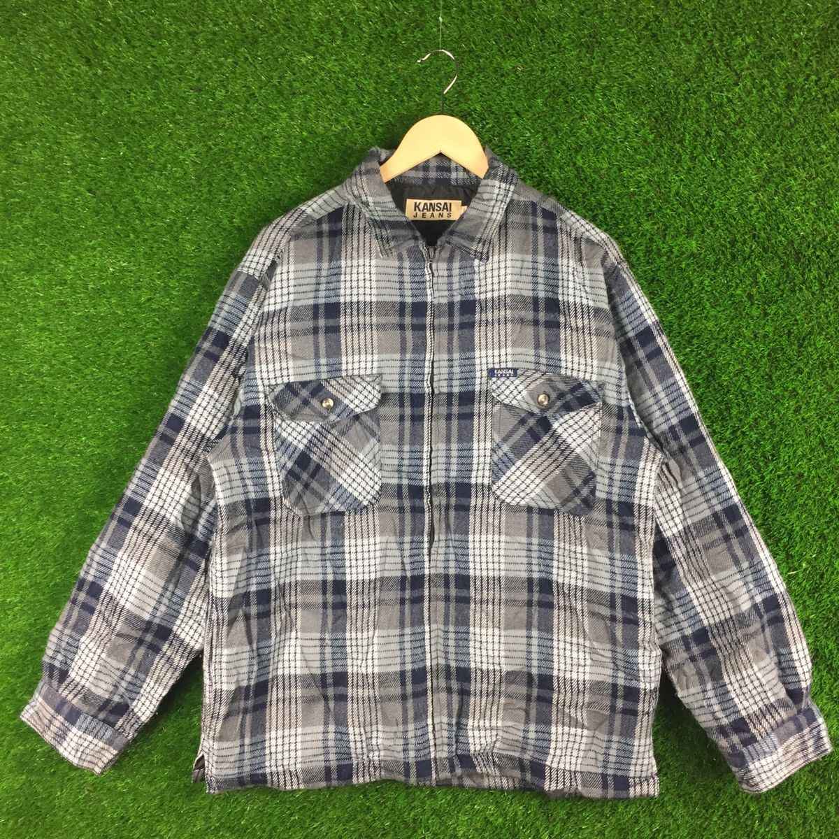 Flannel Vintage Kansai Jeans Flannel Double Pocket Zipper Size US L / EU 52-54 / 3 - 1 Thumbnail
