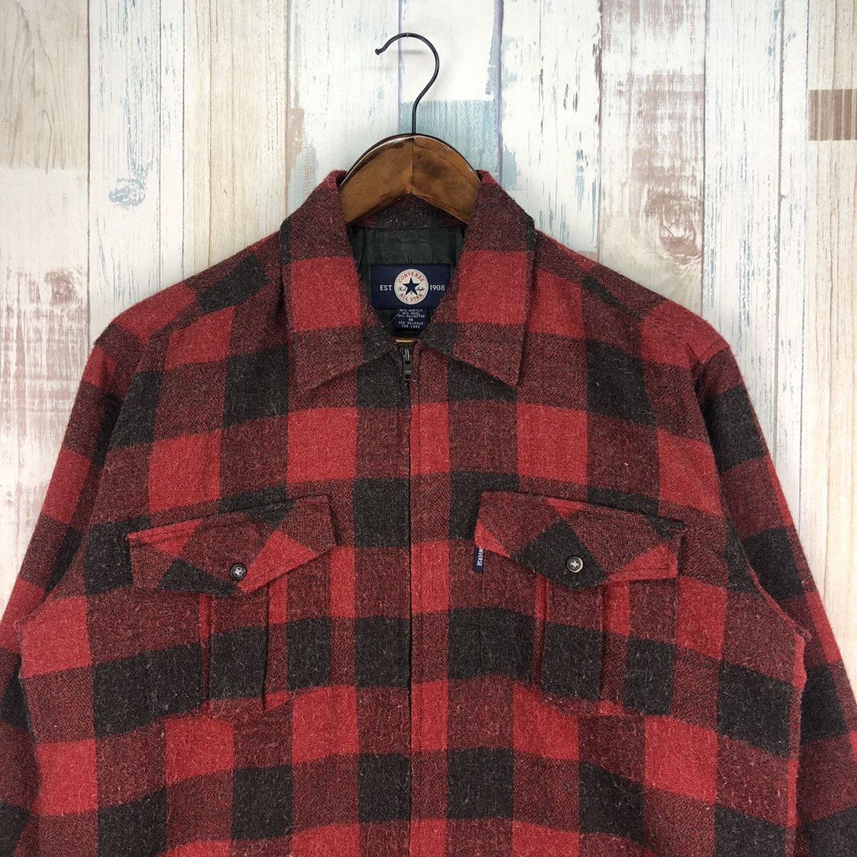 Converse Vintage Converse Double Pocket Zipper Wool Flannel Size US M / EU 48-50 / 2 - 3 Thumbnail