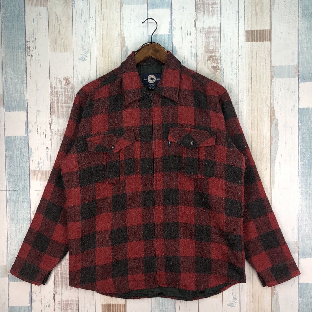 Converse Vintage Converse Double Pocket Zipper Wool Flannel Size US M / EU 48-50 / 2 - 1 Thumbnail