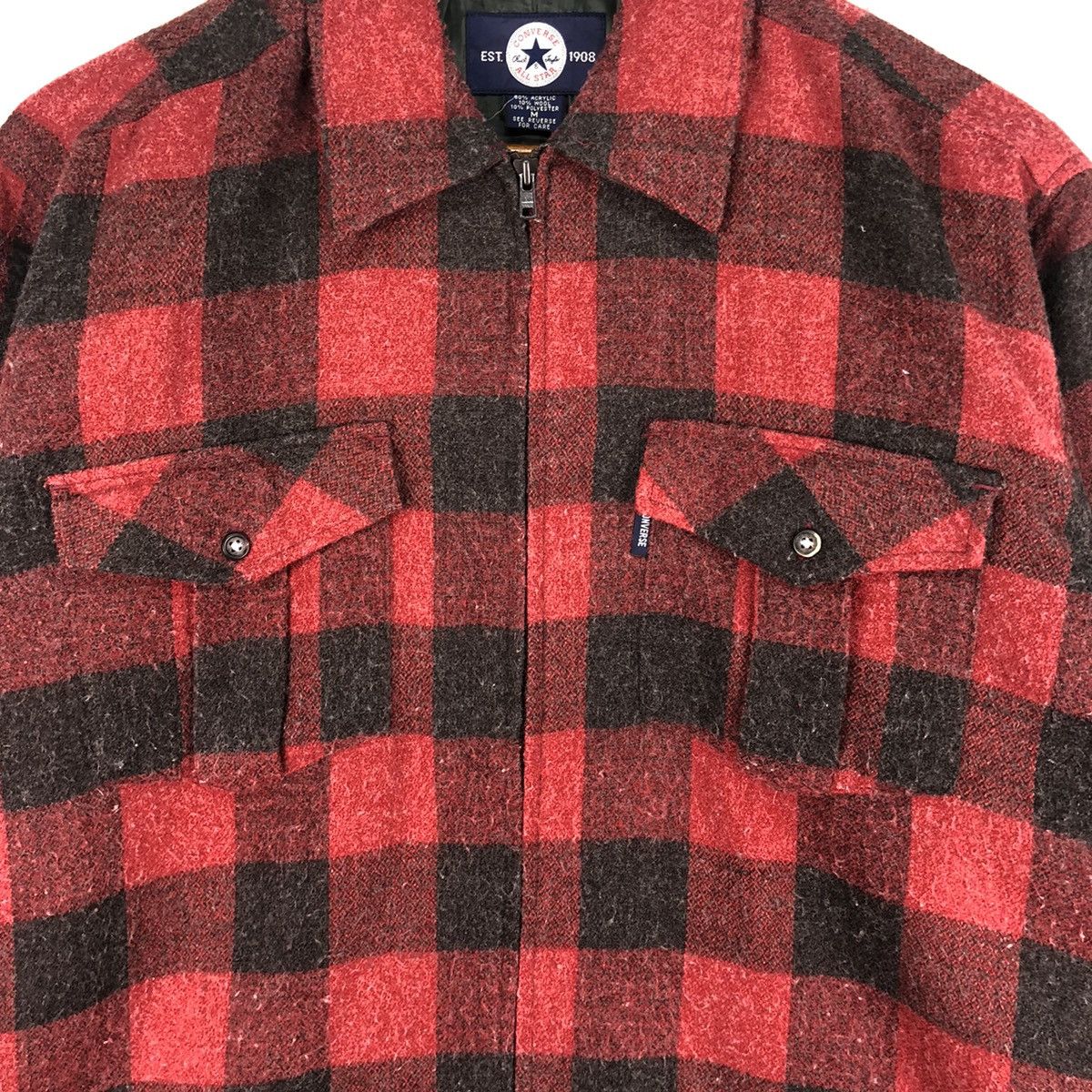 Converse Vintage Converse Double Pocket Zipper Wool Flannel Size US M / EU 48-50 / 2 - 4 Thumbnail