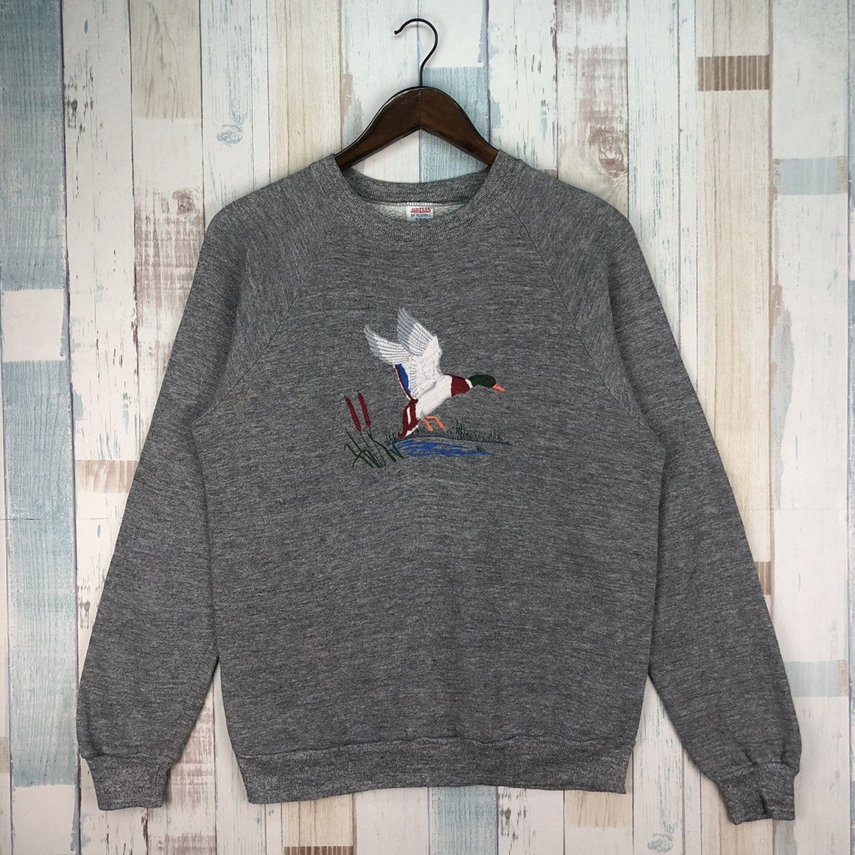Jerzees Vintage 80s Jerzees Triblend Embroidered Logo Sweatshirt Size US M / EU 48-50 / 2 - 1 Thumbnail