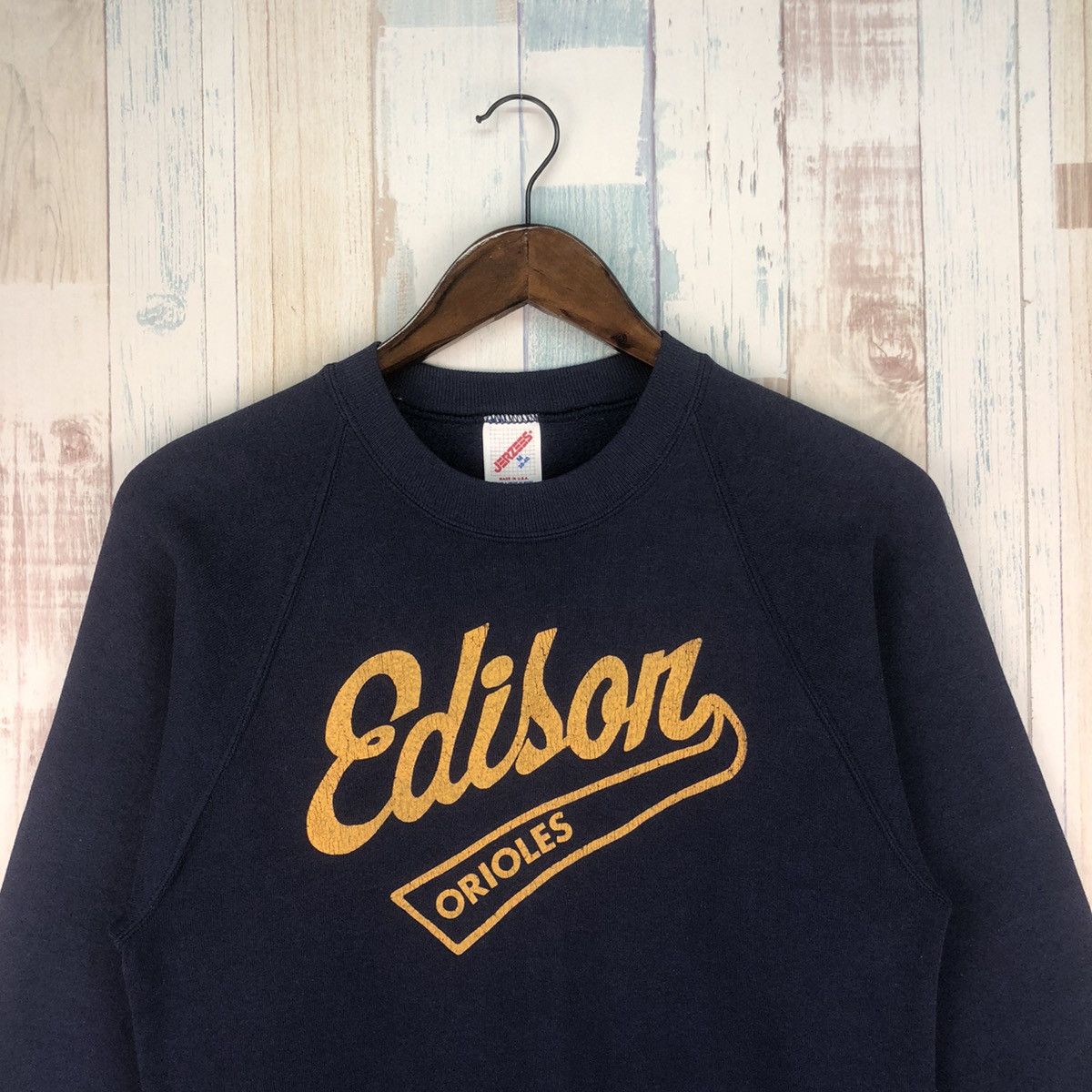 Jerzees × Vintage Vintage 90s Edison Orioles Sweatshirt Crewneck Size US M / EU 48-50 / 2 - 3 Thumbnail