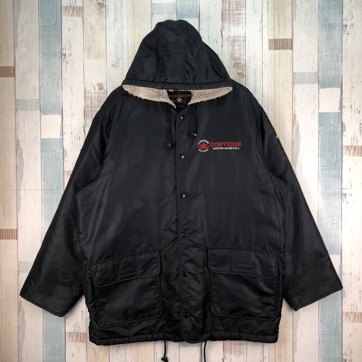 Converse Vintage Converse All Star Big Logo Sherpa Hoodie Size US L / EU 52-54 / 3 - 2 Thumbnail
