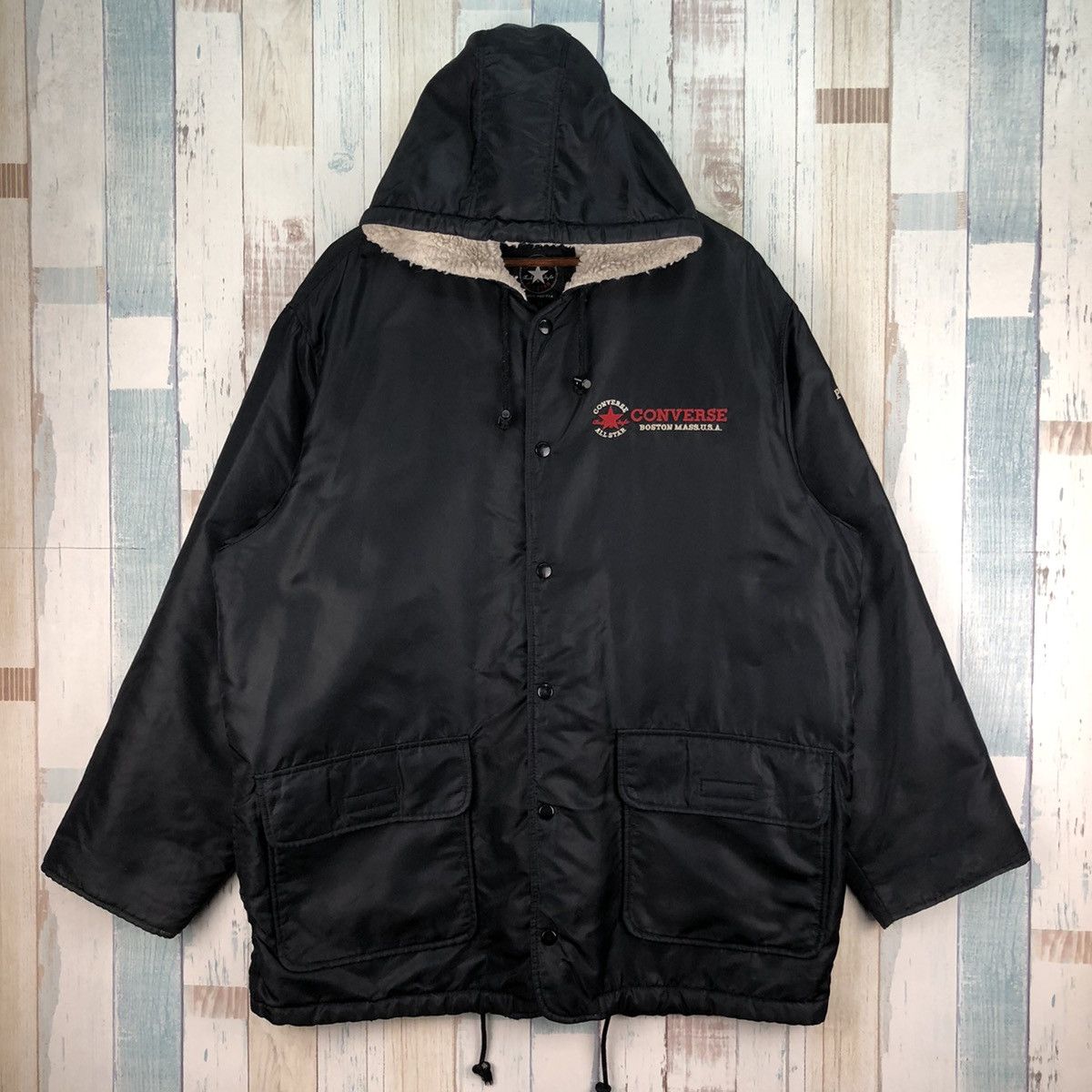 Converse Vintage Converse All Star Big Logo Sherpa Hoodie Size US L / EU 52-54 / 3 - 3 Thumbnail