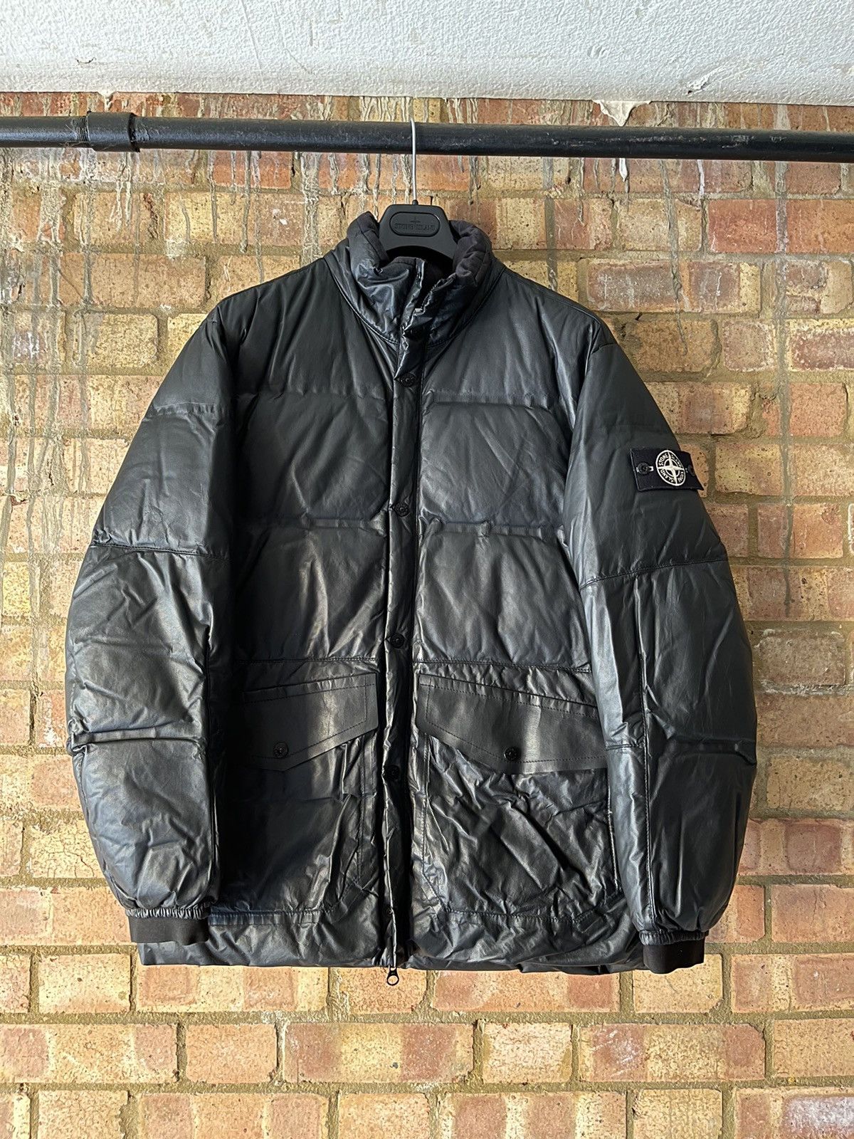 Stone island featherweight leather cheap down jacket