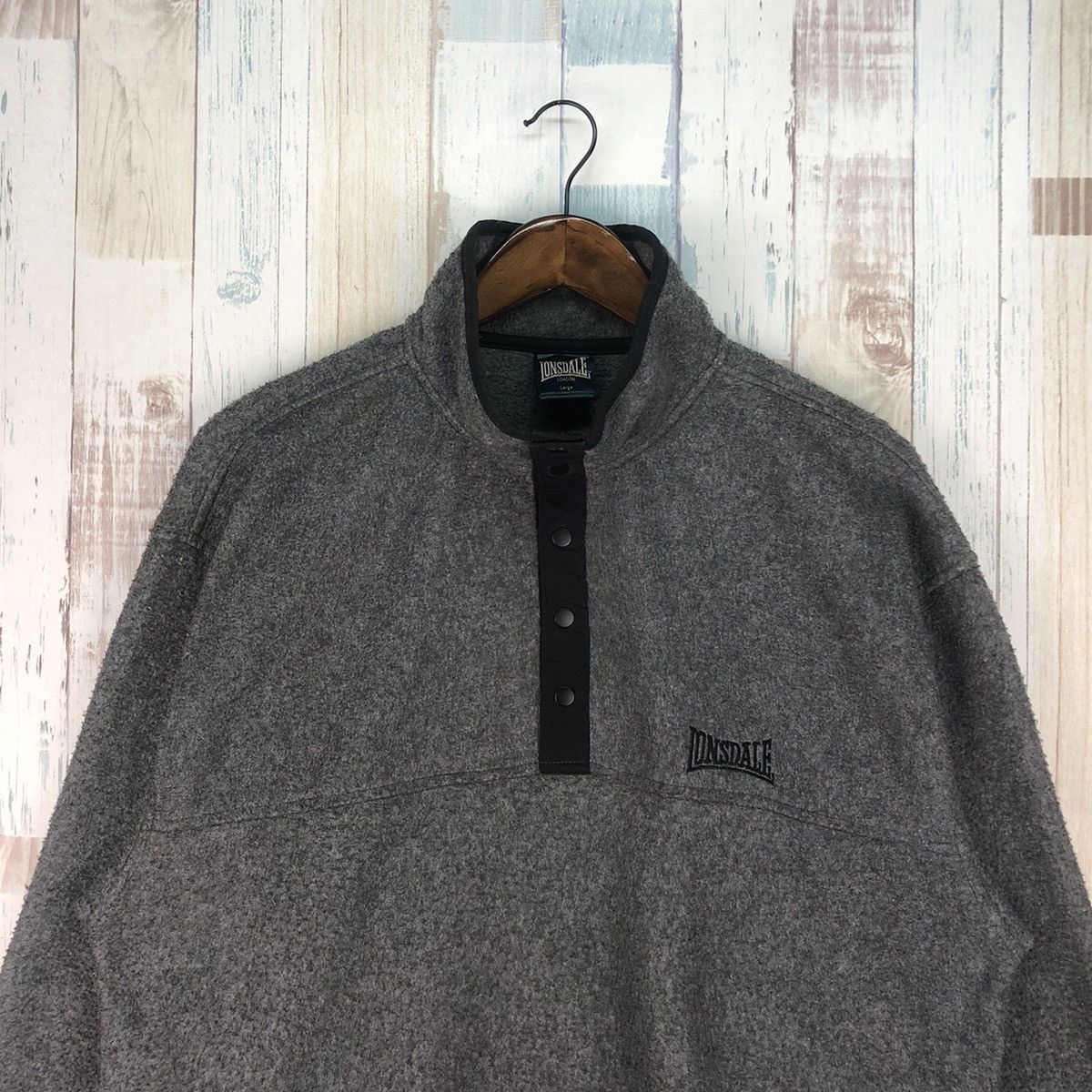 Lonsdale Vintage Lonsdale Snap Button Fleece Size US L / EU 52-54 / 3 - 3 Thumbnail