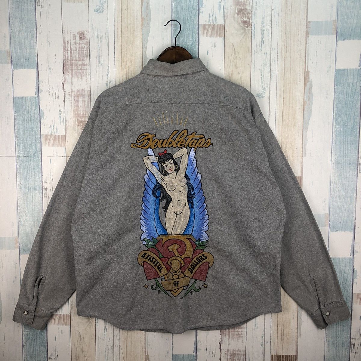 image of Vintage 90's Five Brother Naked Girl Embroidered Logo in Grey, Men's (Size XL)