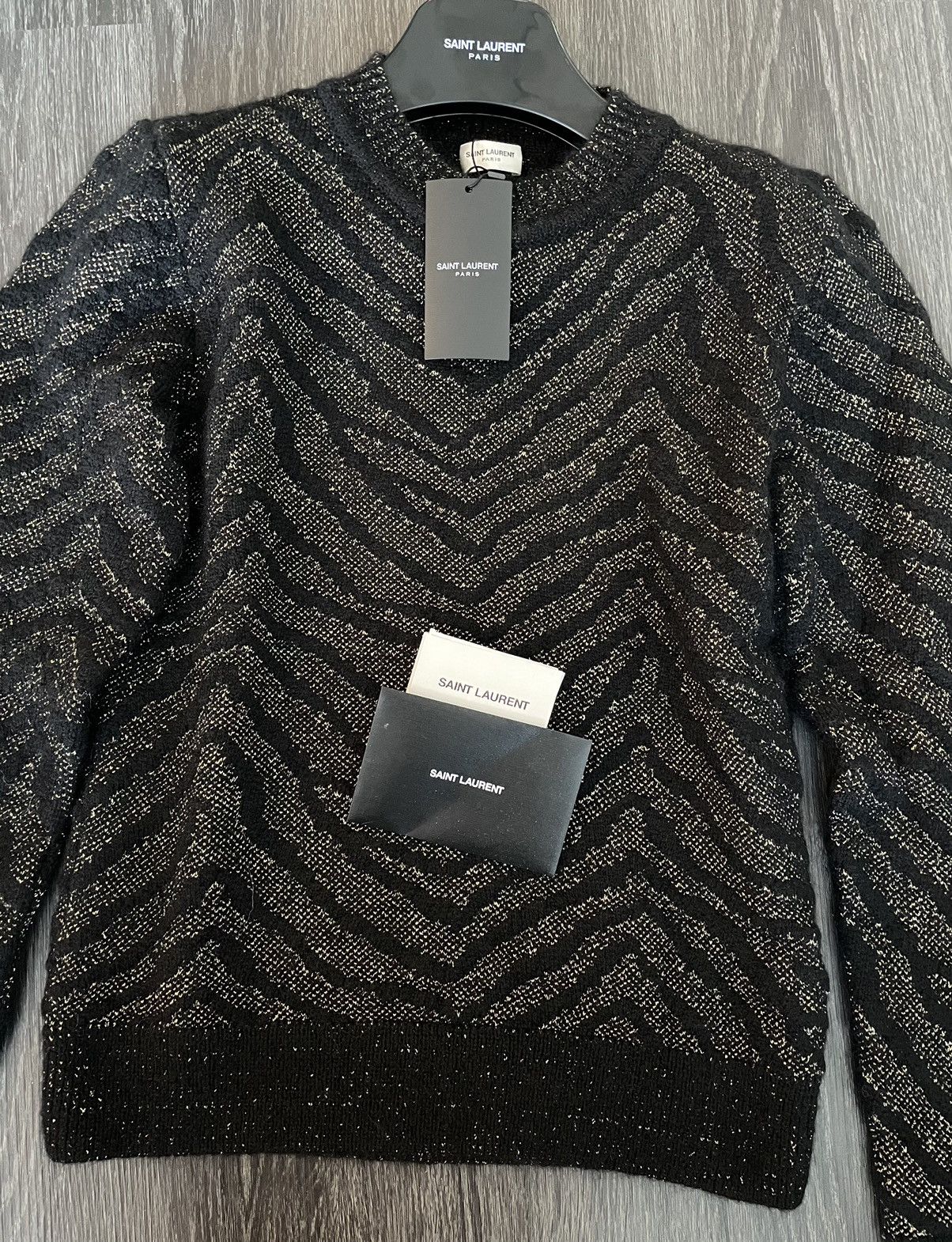 Hedi Slimane × Saint Laurent Paris × Yves Saint Laurent $1,500Value Super Rare Zebra Lurex Jacquard Sweater 100% New Size US L / EU 52-54 / 3 - 12 Thumbnail