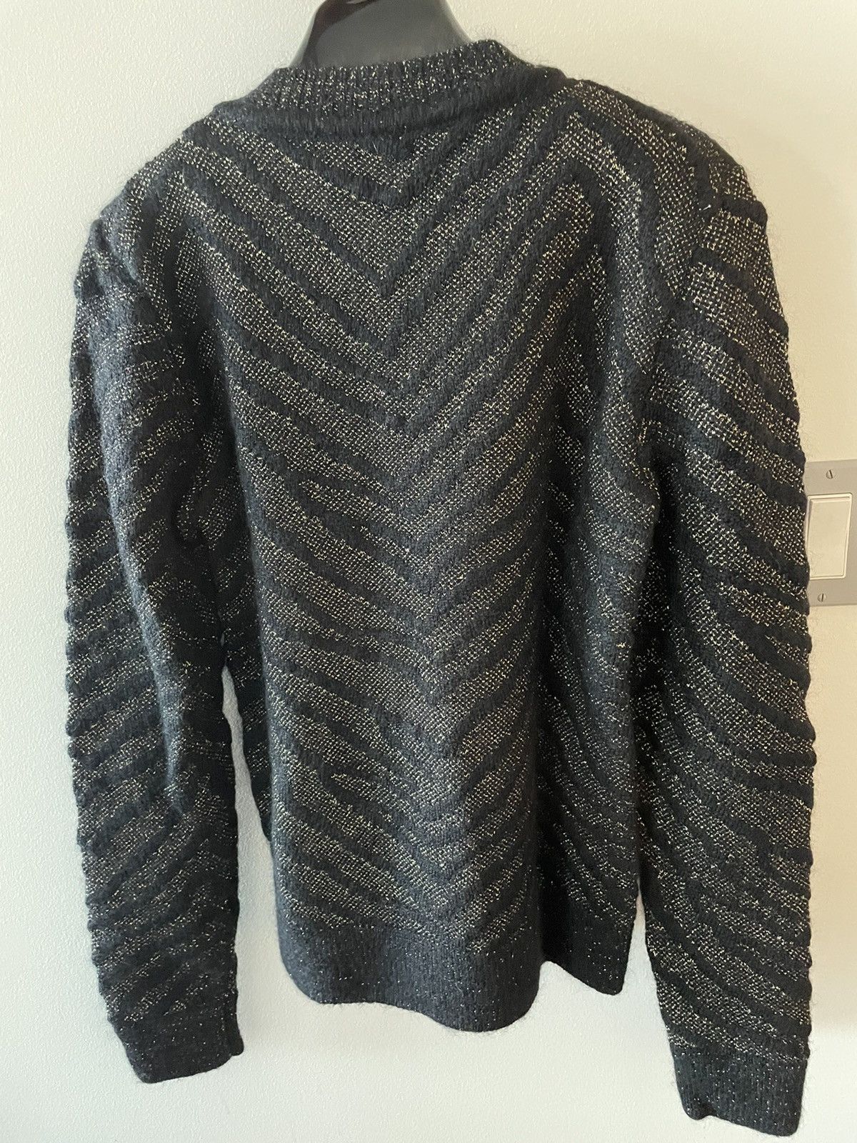Hedi Slimane × Saint Laurent Paris × Yves Saint Laurent $1,500Value Super Rare Zebra Lurex Jacquard Sweater 100% New Size US L / EU 52-54 / 3 - 20 Thumbnail