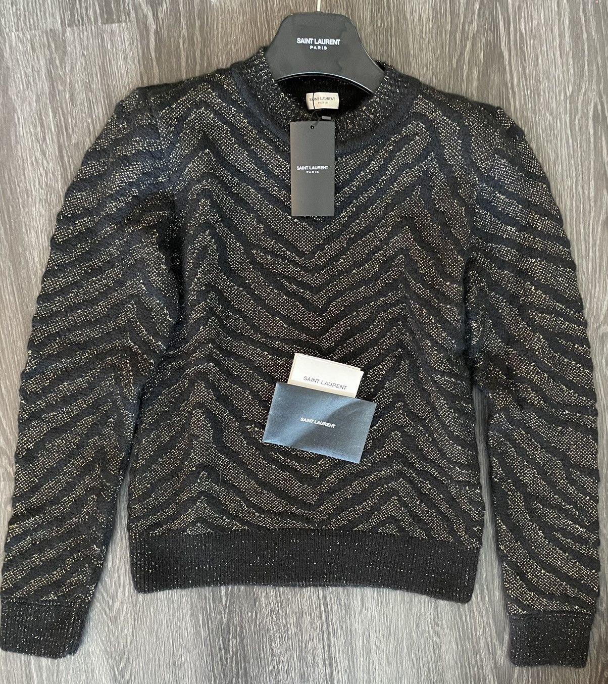 Hedi Slimane × Saint Laurent Paris × Yves Saint Laurent $1,500Value Super Rare Zebra Lurex Jacquard Sweater 100% New Size US L / EU 52-54 / 3 - 5 Thumbnail