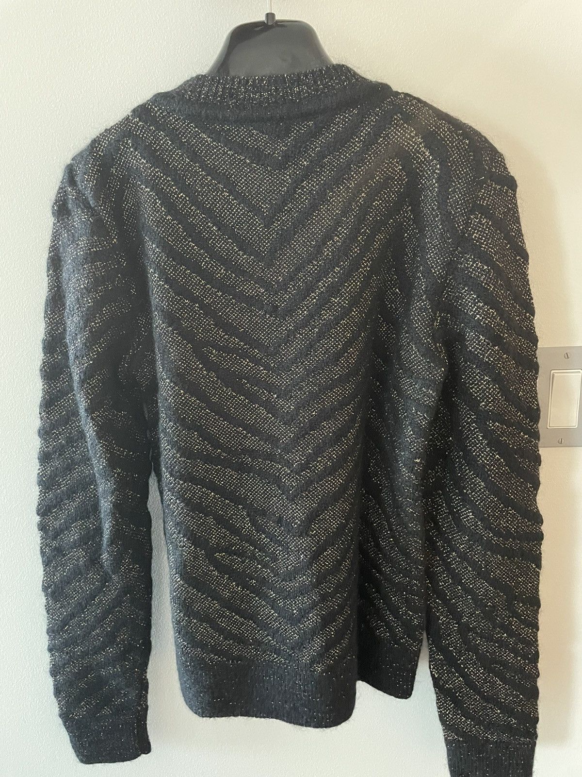 Hedi Slimane × Saint Laurent Paris × Yves Saint Laurent $1,500Value Super Rare Zebra Lurex Jacquard Sweater 100% New Size US L / EU 52-54 / 3 - 19 Thumbnail