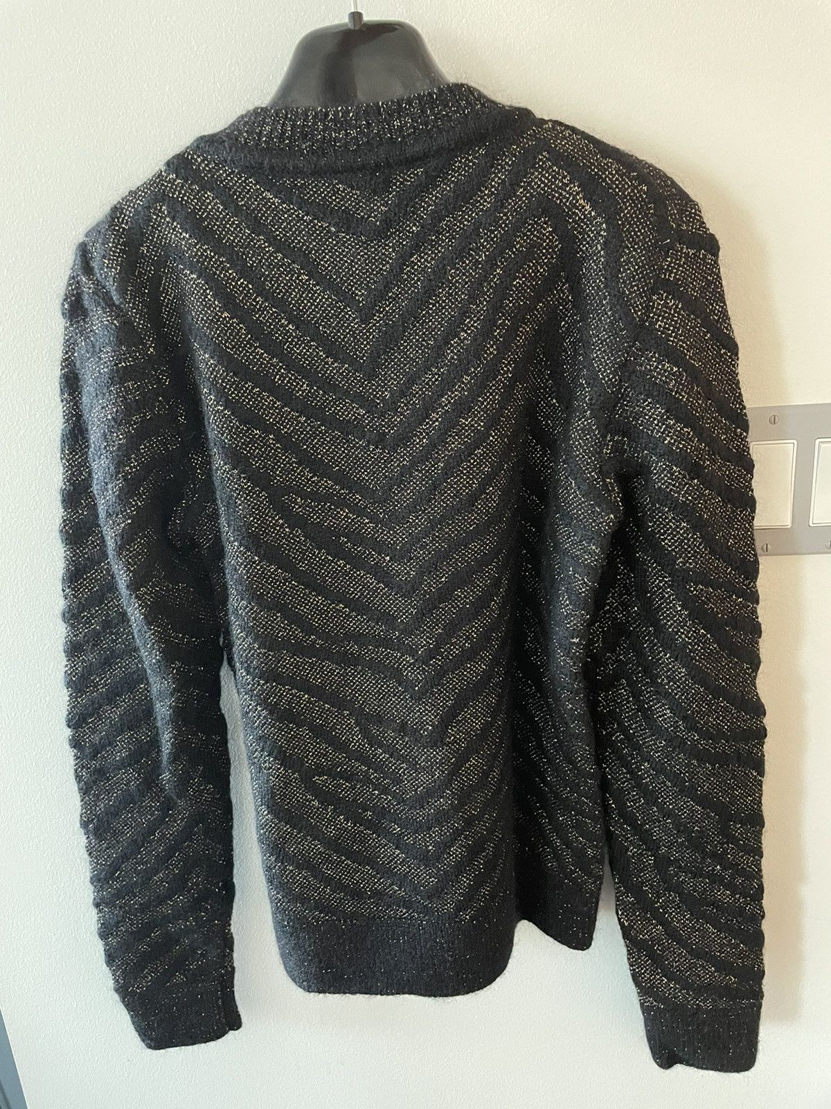 Hedi Slimane × Saint Laurent Paris × Yves Saint Laurent $1,500Value Super Rare Zebra Lurex Jacquard Sweater 100% New Size US L / EU 52-54 / 3 - 18 Thumbnail