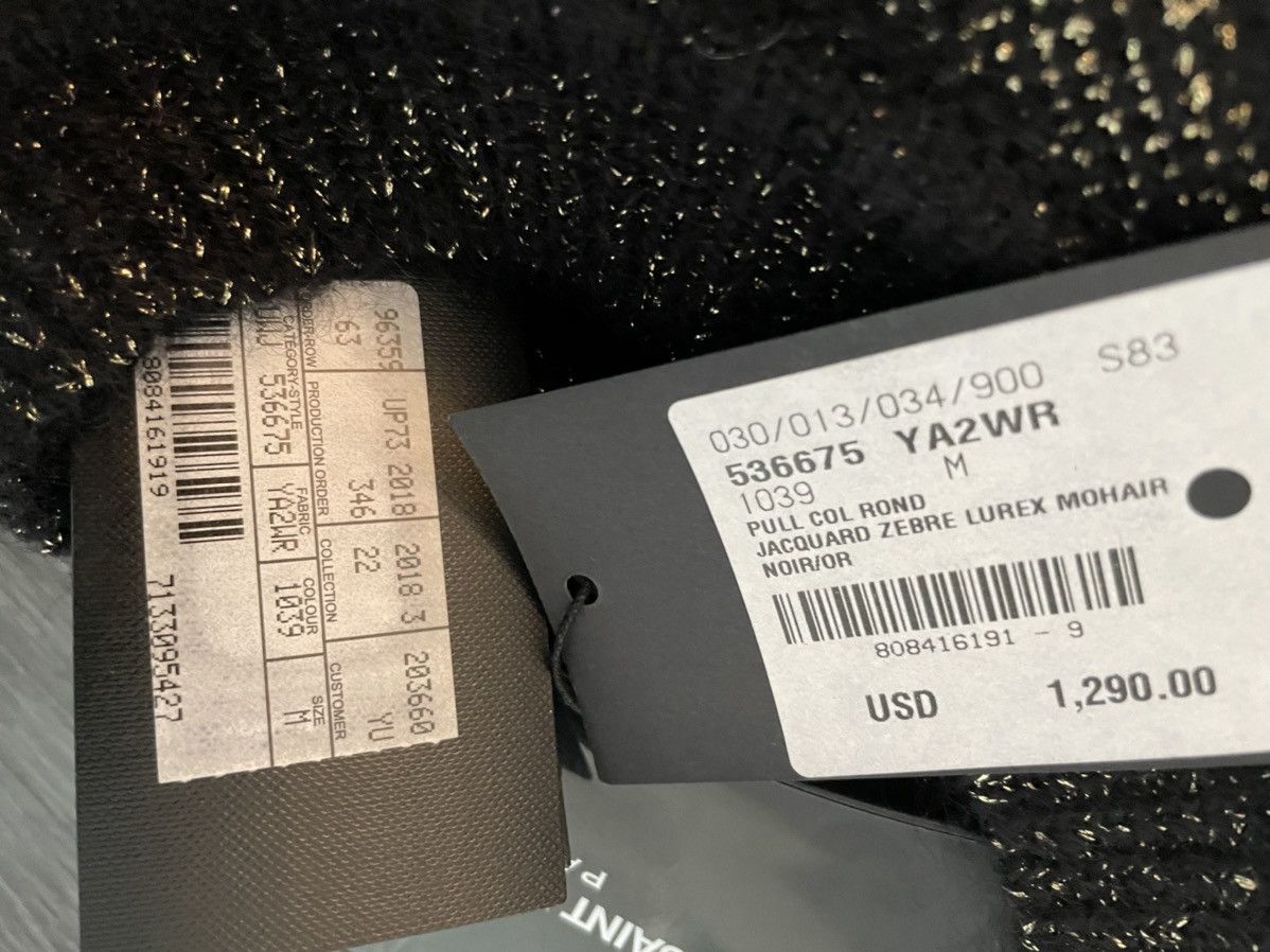 Hedi Slimane × Saint Laurent Paris × Yves Saint Laurent $1,500Value Super Rare Zebra Lurex Jacquard Sweater 100% New Size US L / EU 52-54 / 3 - 10 Thumbnail