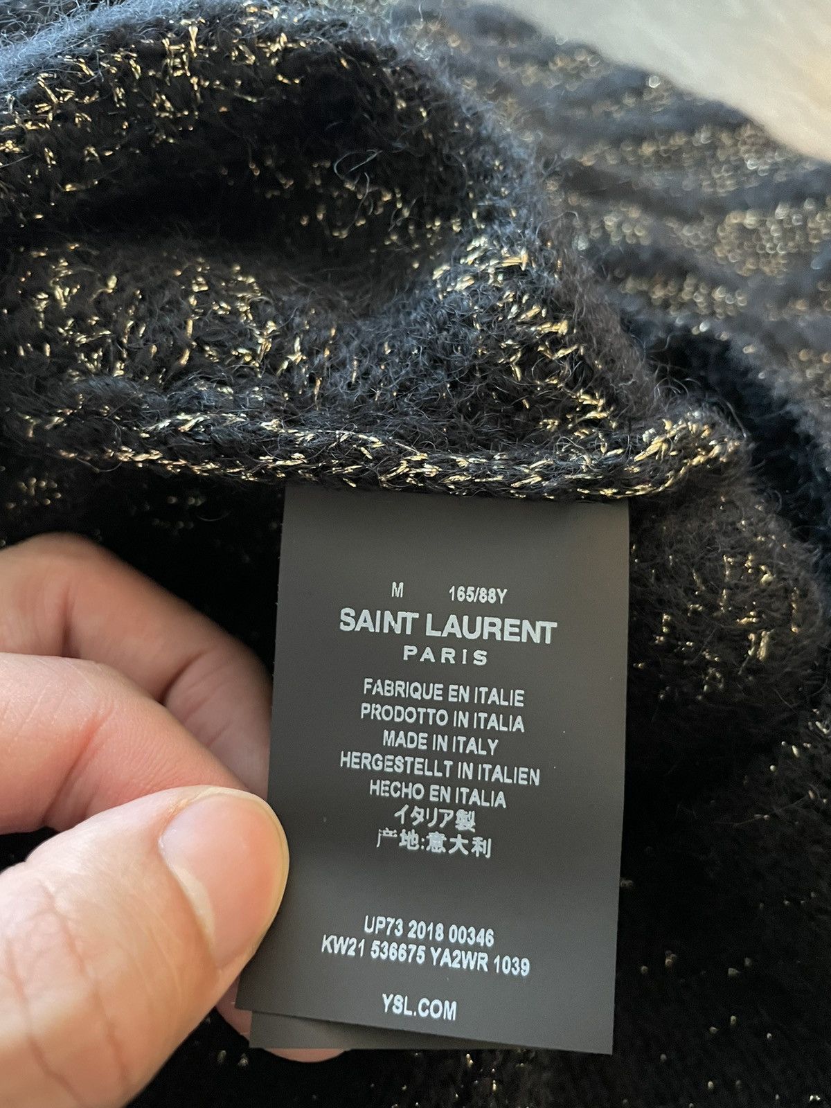 Hedi Slimane × Saint Laurent Paris × Yves Saint Laurent $1,500Value Super Rare Zebra Lurex Jacquard Sweater 100% New Size US L / EU 52-54 / 3 - 22 Thumbnail