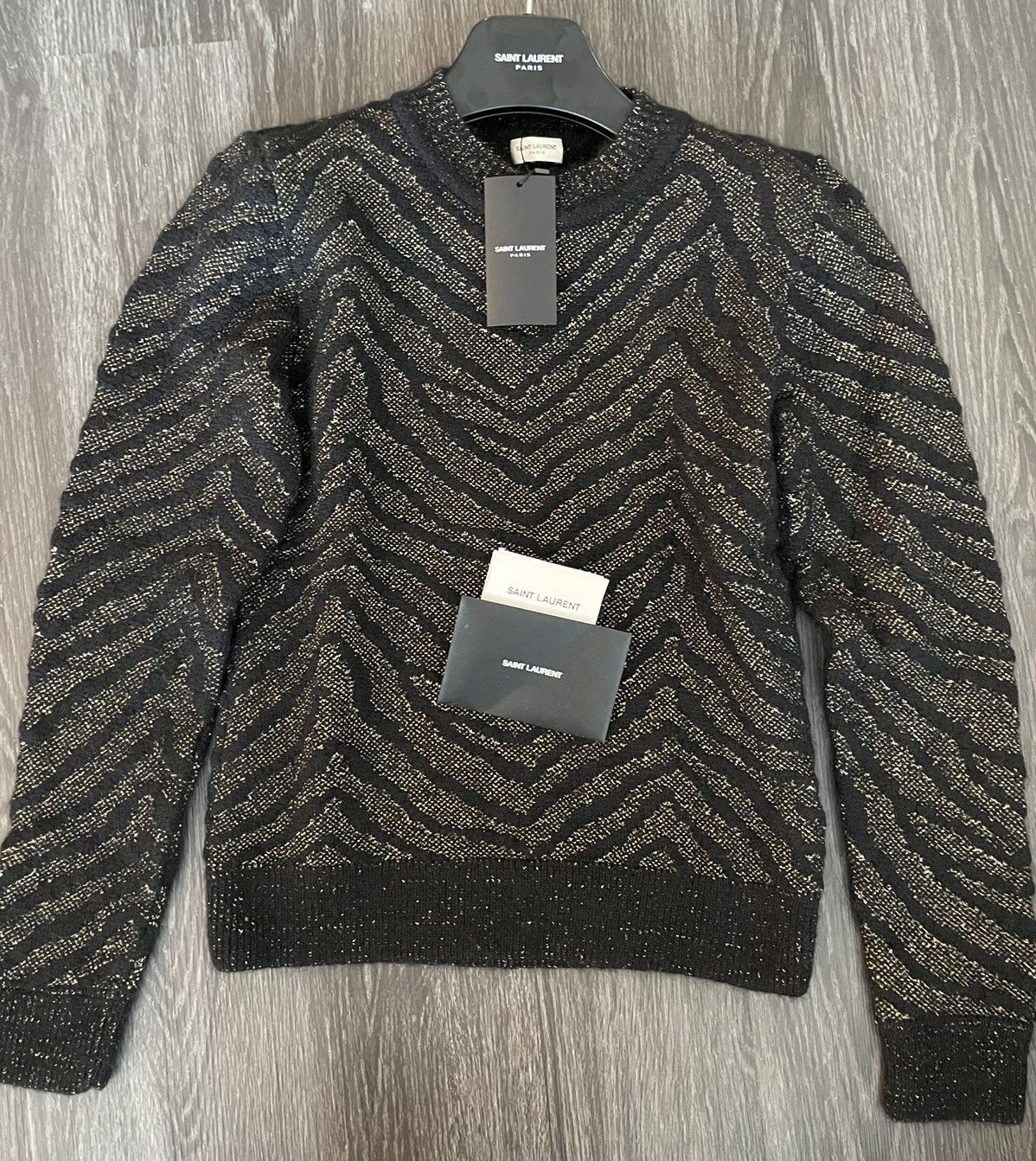 Hedi Slimane × Saint Laurent Paris × Yves Saint Laurent $1,500Value Super Rare Zebra Lurex Jacquard Sweater 100% New Size US L / EU 52-54 / 3 - 11 Thumbnail
