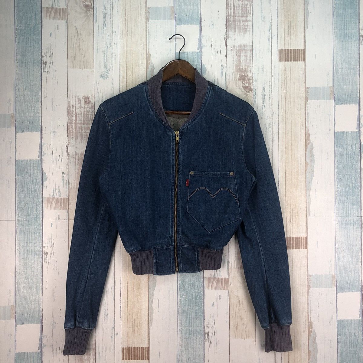 Levi's × Levi's Vintage Clothing × Vintage Vintage Levi’s Red Denim Bomber Small Size US S / EU 44-46 / 1 - 2 Thumbnail
