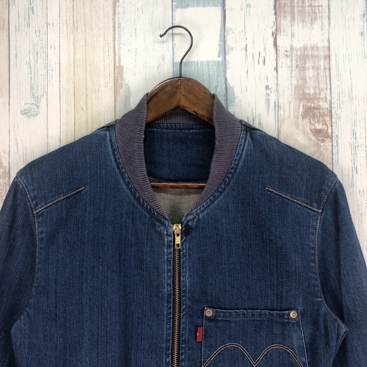 Levi's × Levi's Vintage Clothing × Vintage Vintage Levi’s Red Denim Bomber Small Size US S / EU 44-46 / 1 - 4 Thumbnail