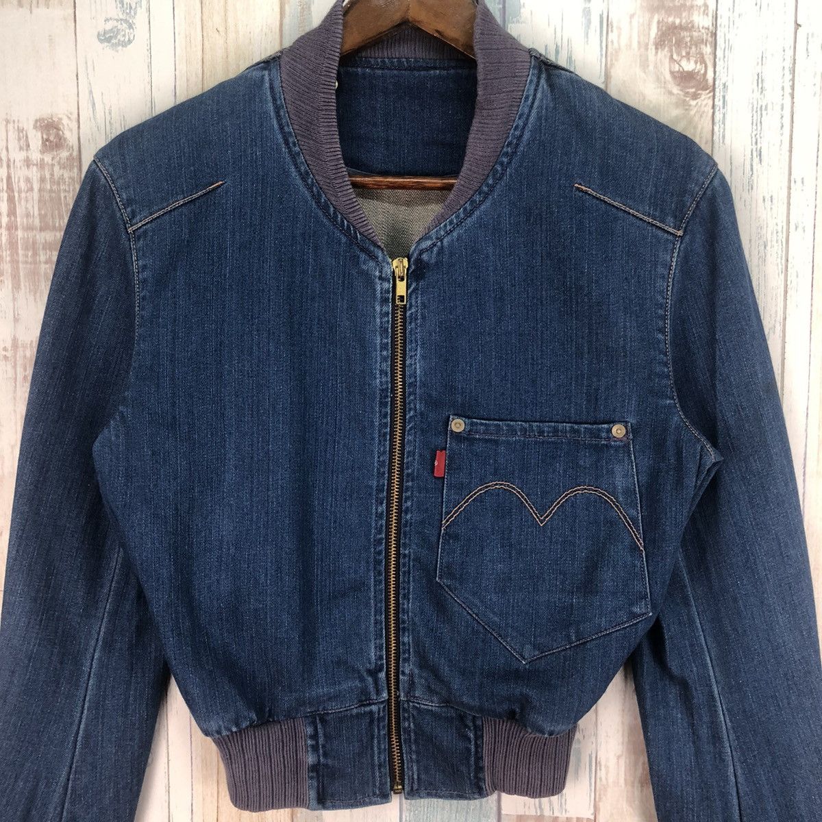 Levi's × Levi's Vintage Clothing × Vintage Vintage Levi’s Red Denim Bomber Small Size US S / EU 44-46 / 1 - 5 Thumbnail