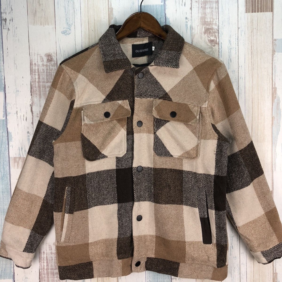 Japanese Brand × Vintage Vintage Oujinshi Japanese Brand Plaid Tartan Wool Jacket Size US M / EU 48-50 / 2 - 4 Thumbnail