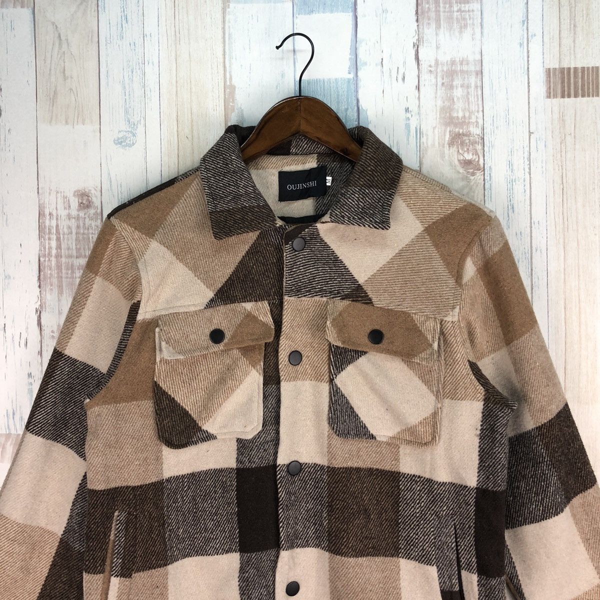 Japanese Brand × Vintage Vintage Oujinshi Japanese Brand Plaid Tartan Wool Jacket Size US M / EU 48-50 / 2 - 3 Thumbnail