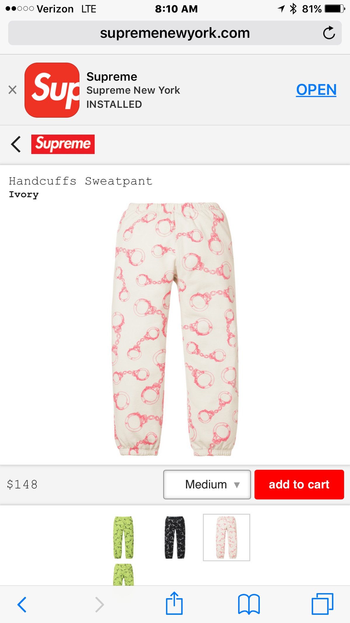 Supreme Handcuffs Sweatpant | Grailed 
