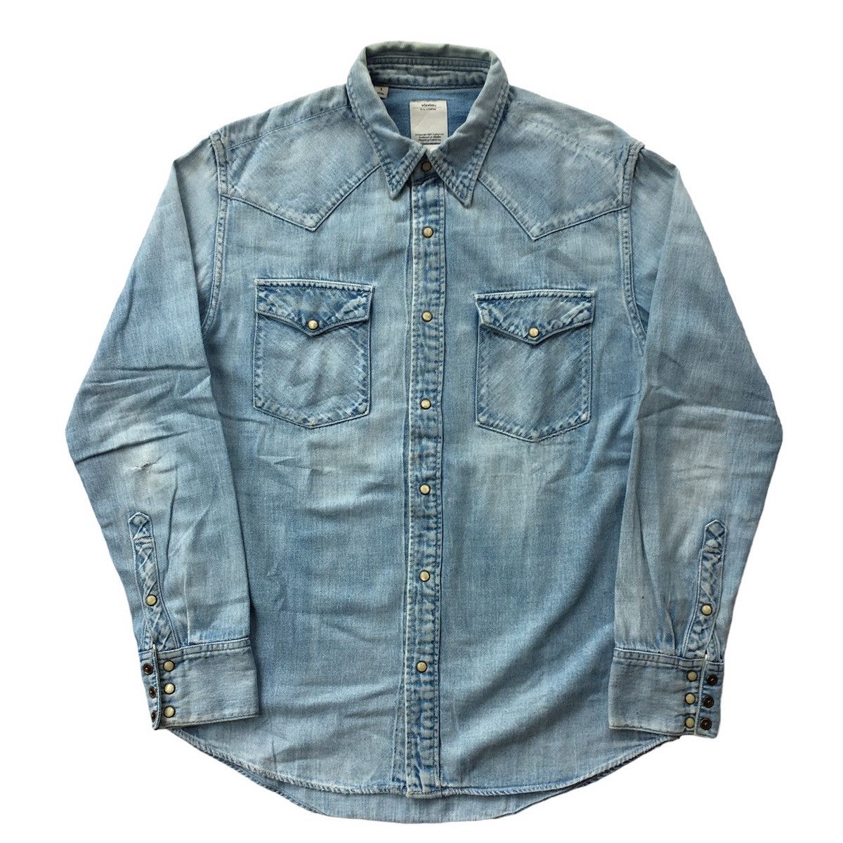 image of Visvim Social Sculpture Shirt Dmdg in Denim, Men's (Size Small)